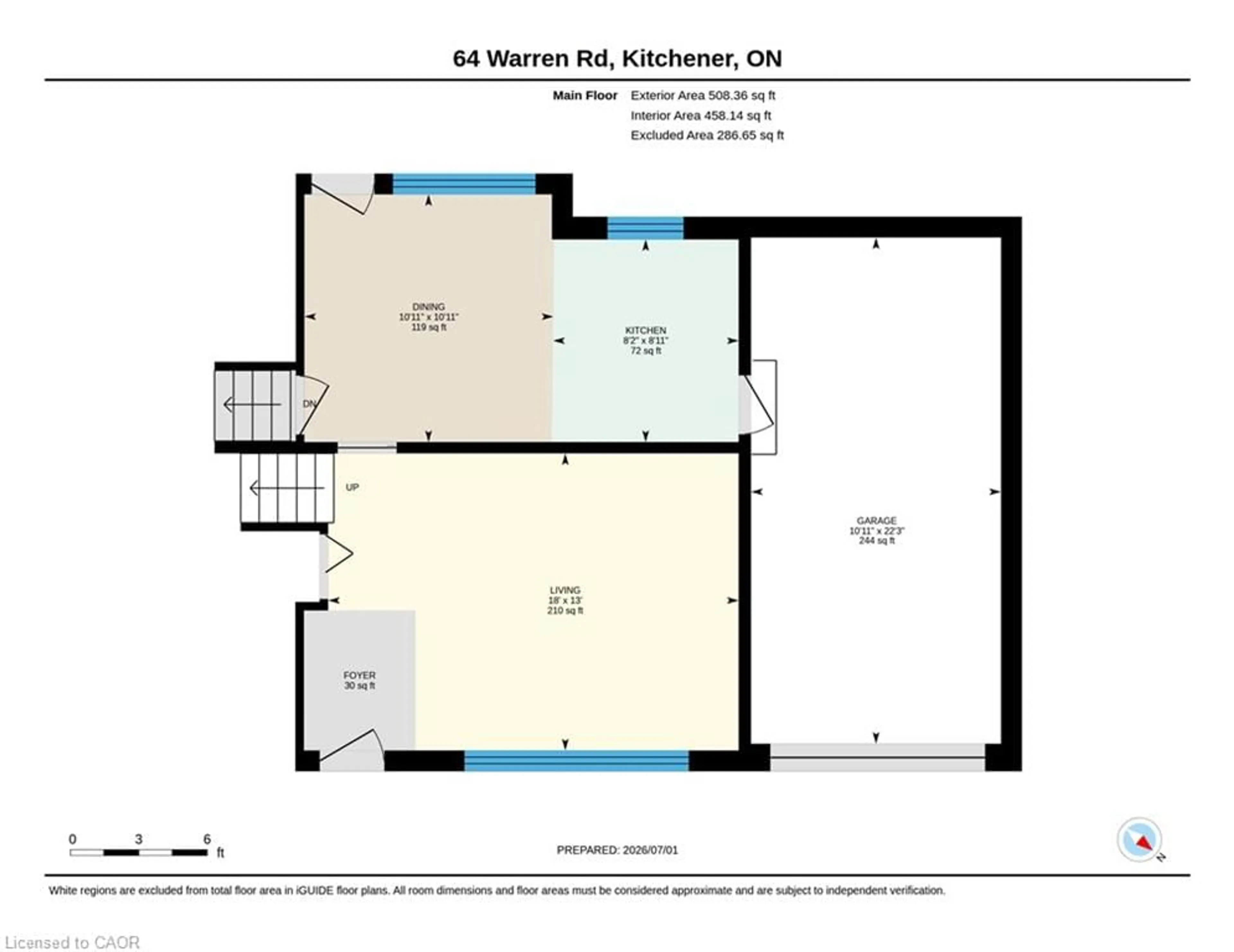 Floor plan for 64 Warren Rd, Kitchener Ontario N2M 4T4