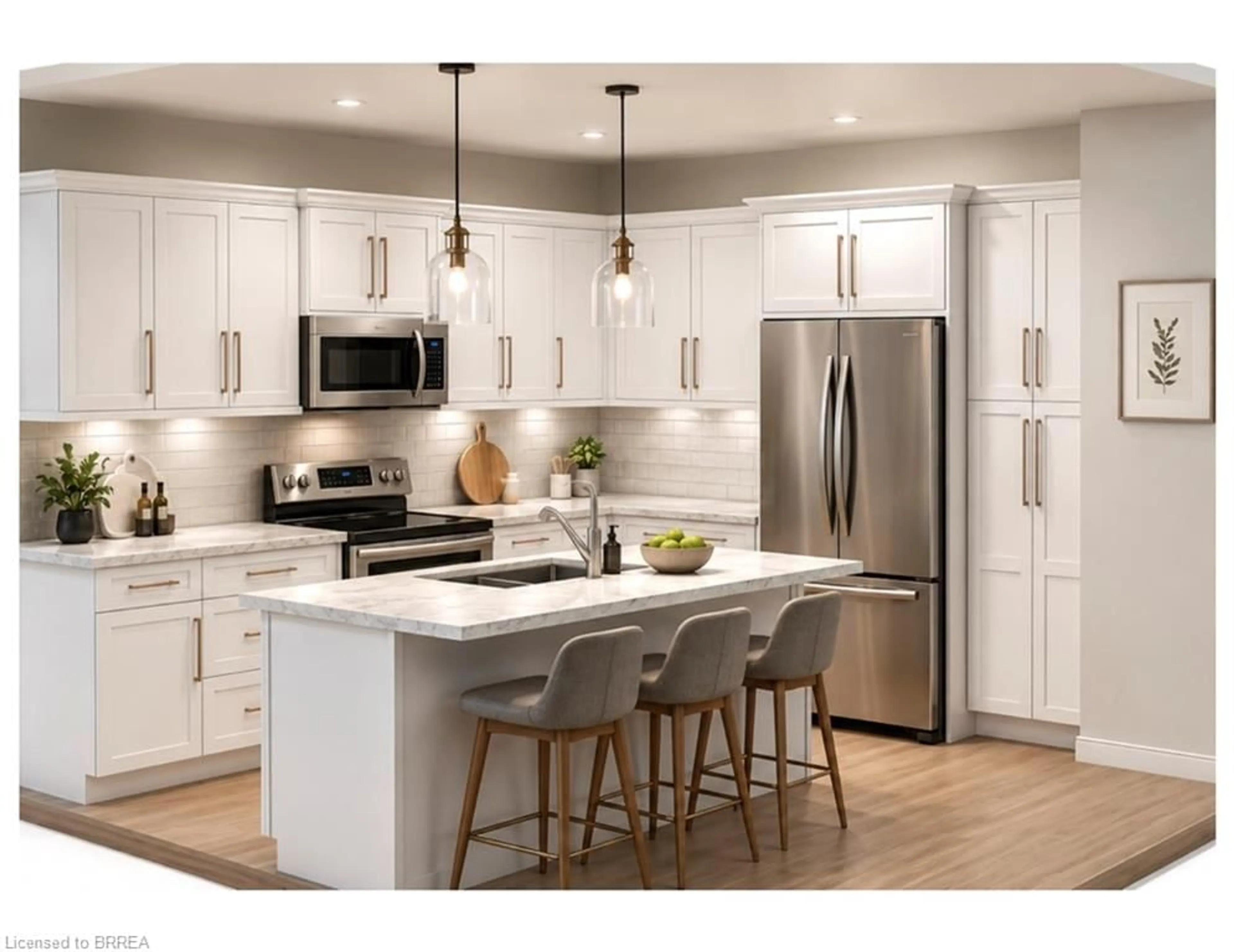 Open concept kitchen, wood/laminate floor for 163 Craddock Blvd, Jarvis Ontario N0A 1J0