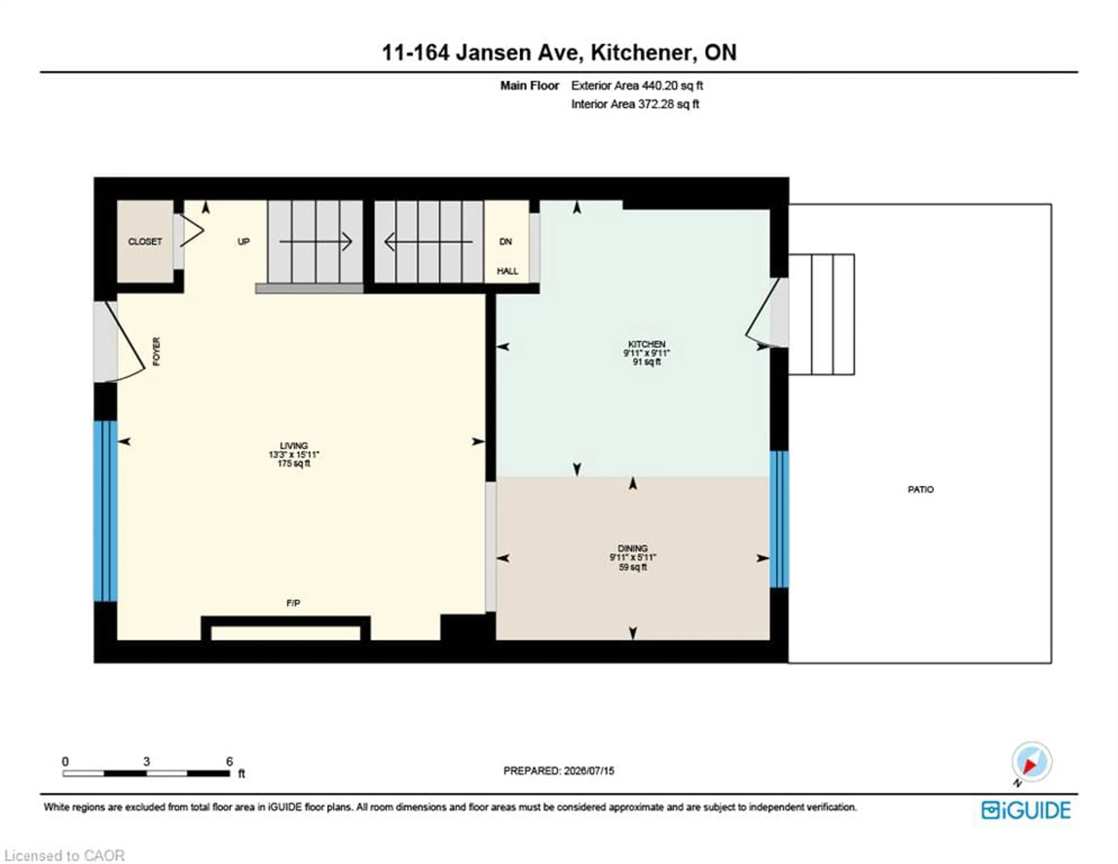Floor plan for 164 Jansen Ave #11, Kitchener Ontario N2A 2L7