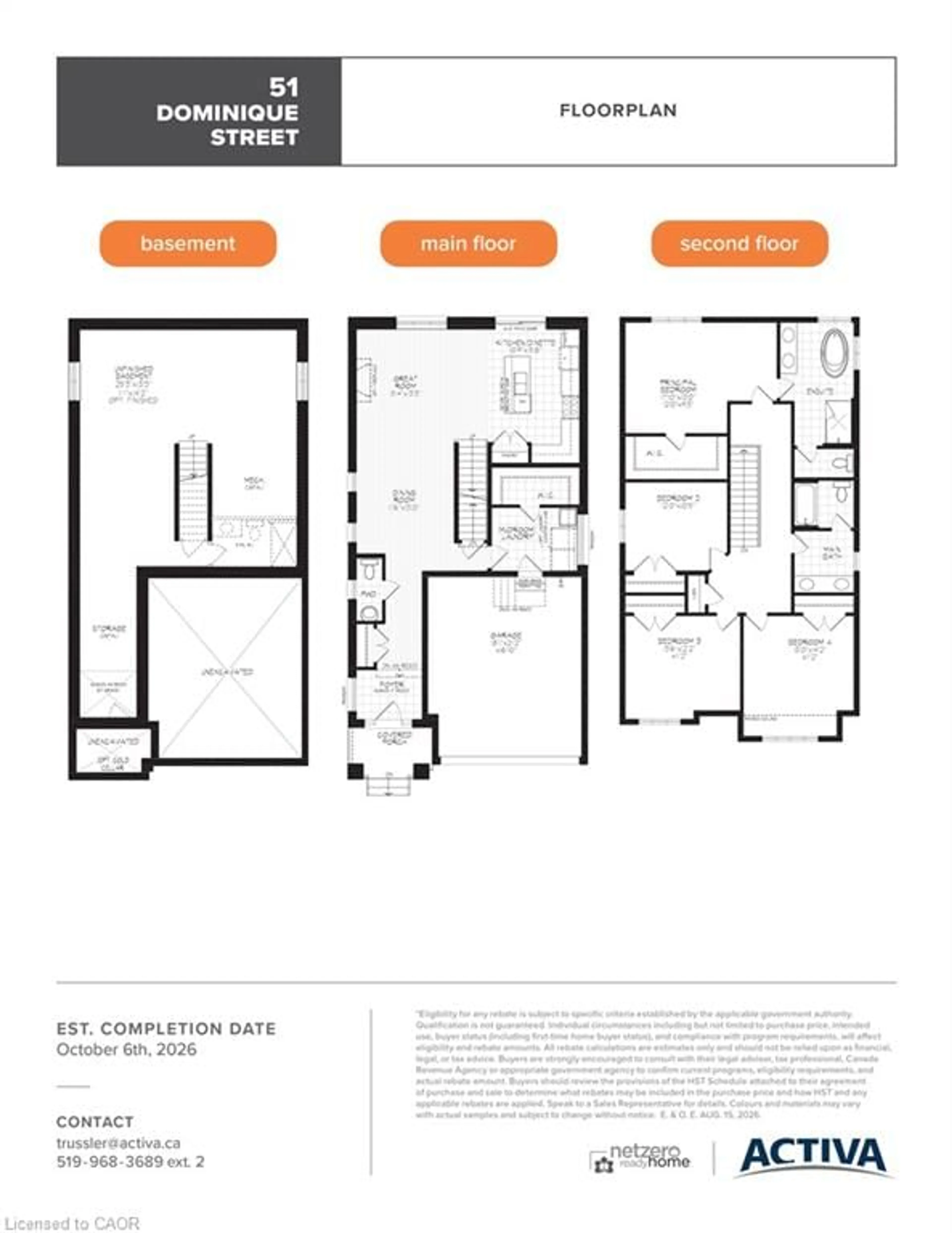 Floor plan for 51 Dominique St, Kitchener Ontario N2E 0J9