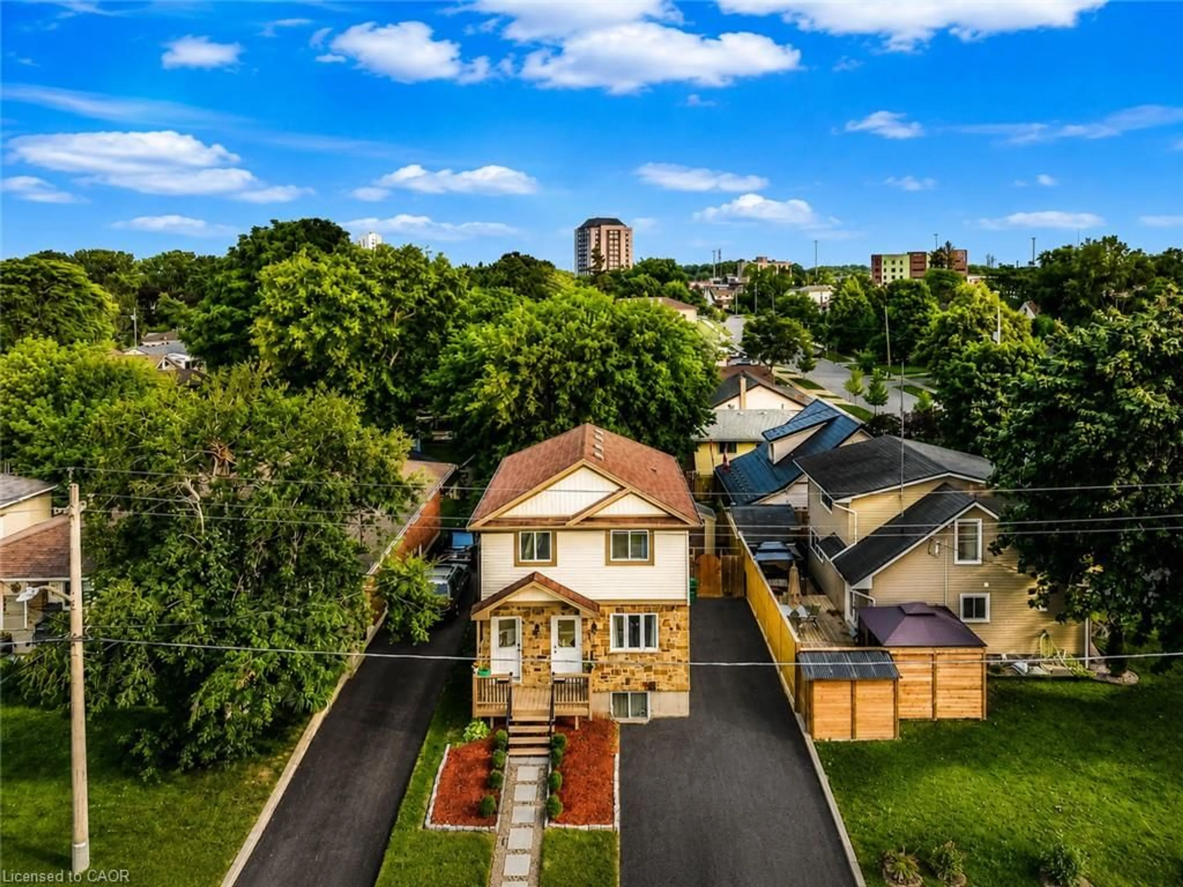 A pic from outside/outdoor area/front of a property/back of a property/a pic from drone, city buildings view from balcony for 67 Kinzie Ave, Kitchener Ontario N2A 2J6