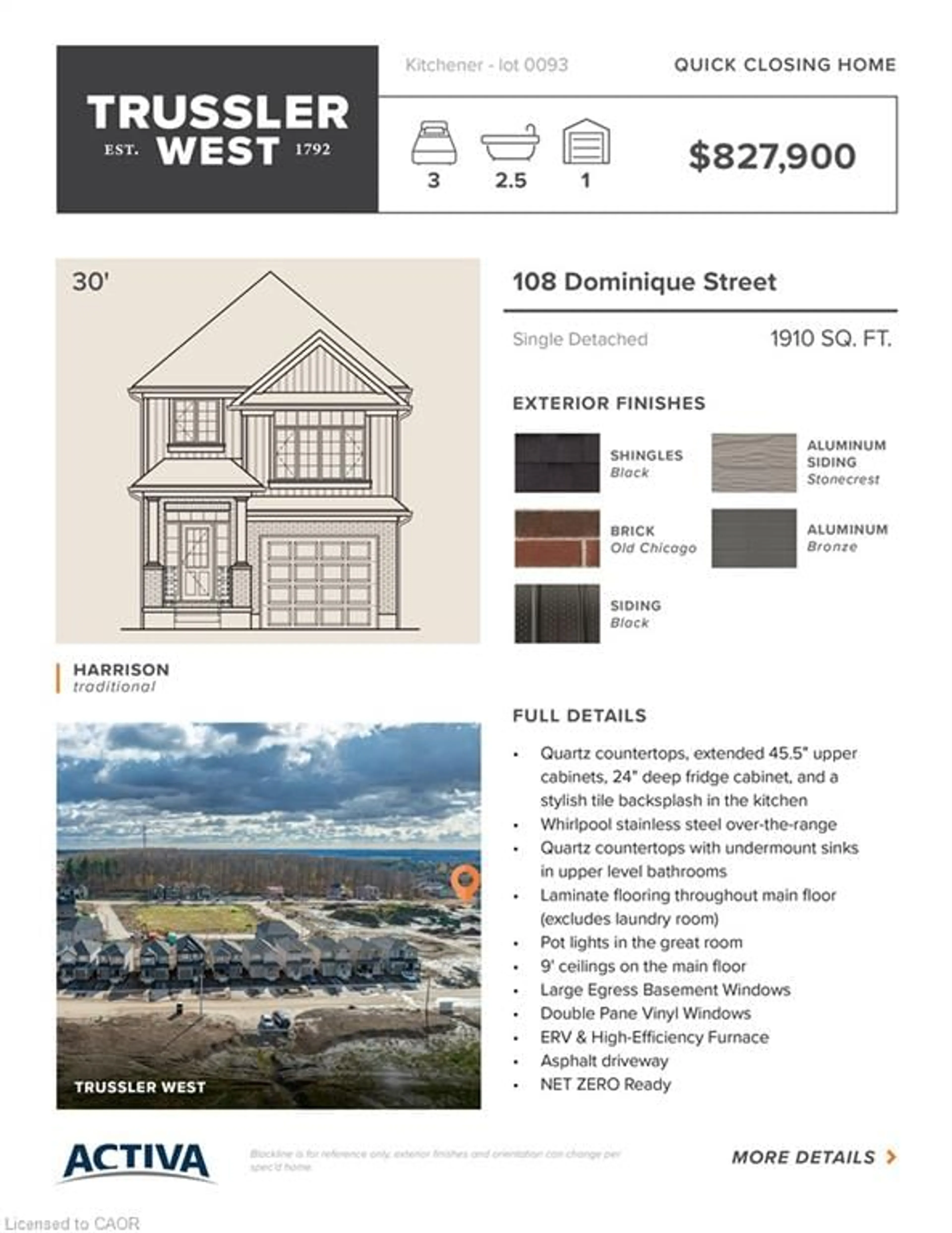 Home with vinyl exterior material, street for 108 Dominique St, Kitchener Ontario N2E 0J9