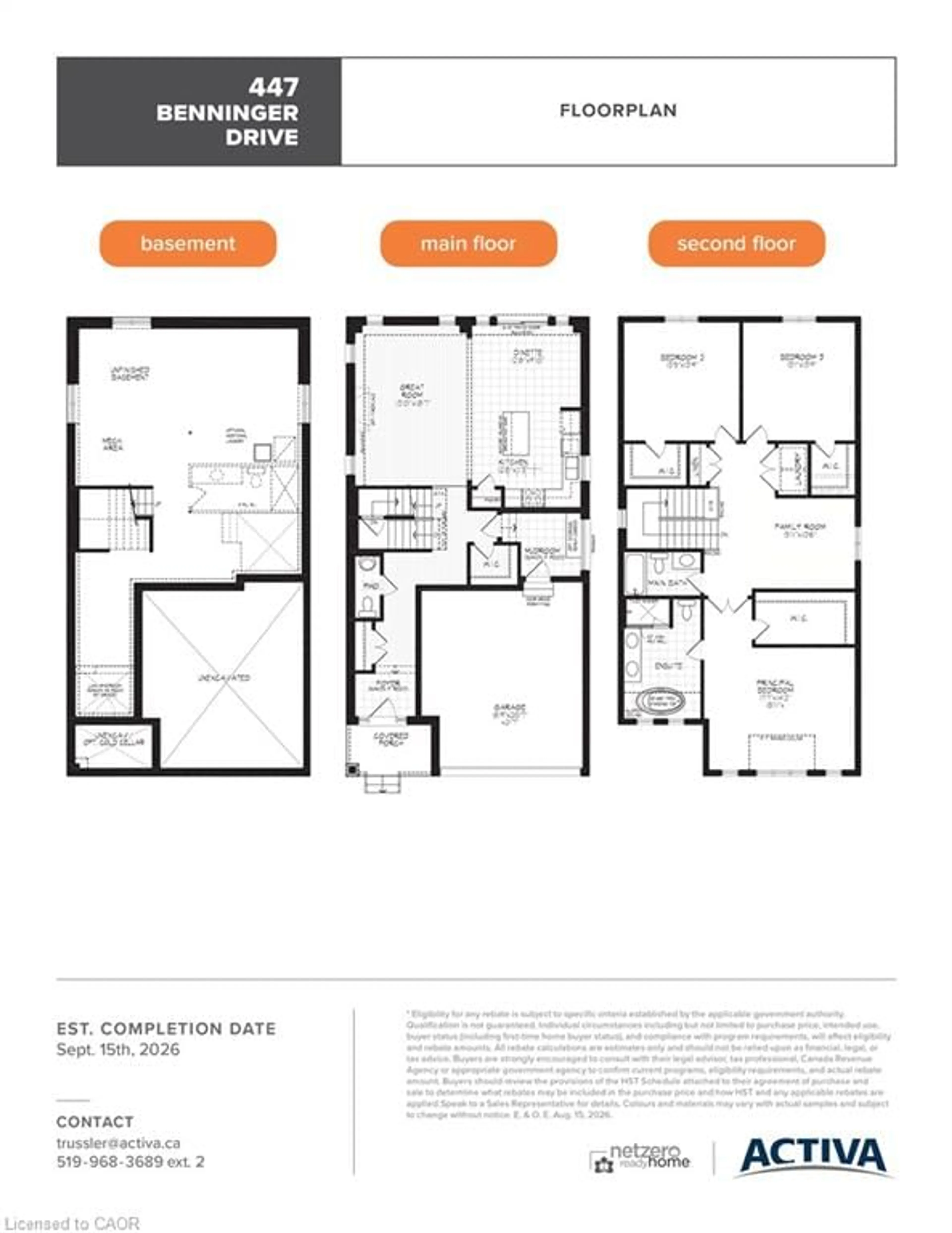 Floor plan for 447 Benninger St, Kitchener Ontario N2E 0J9