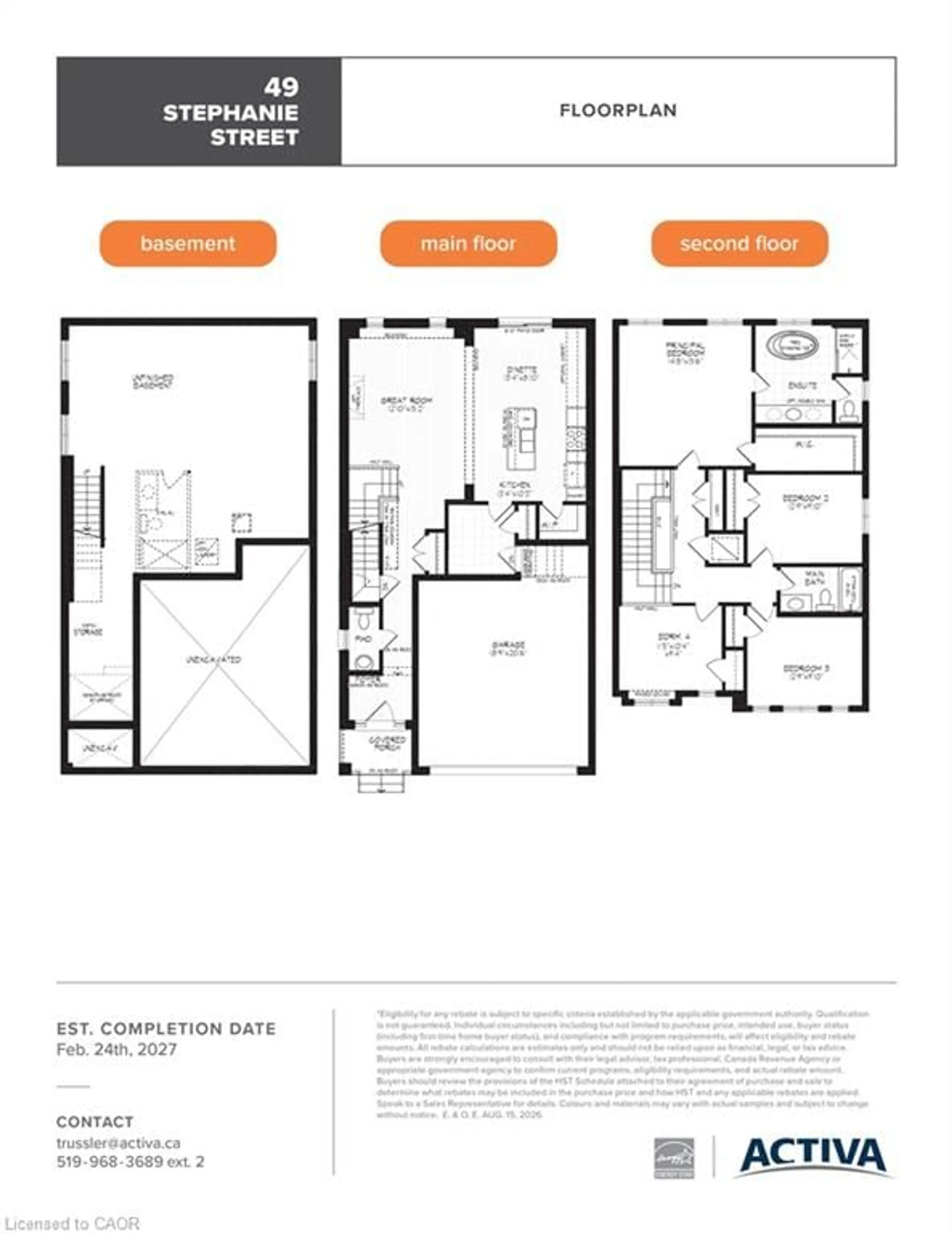 Floor plan for 49 Stephanie St, Kitchener Ontario N2E 0J8