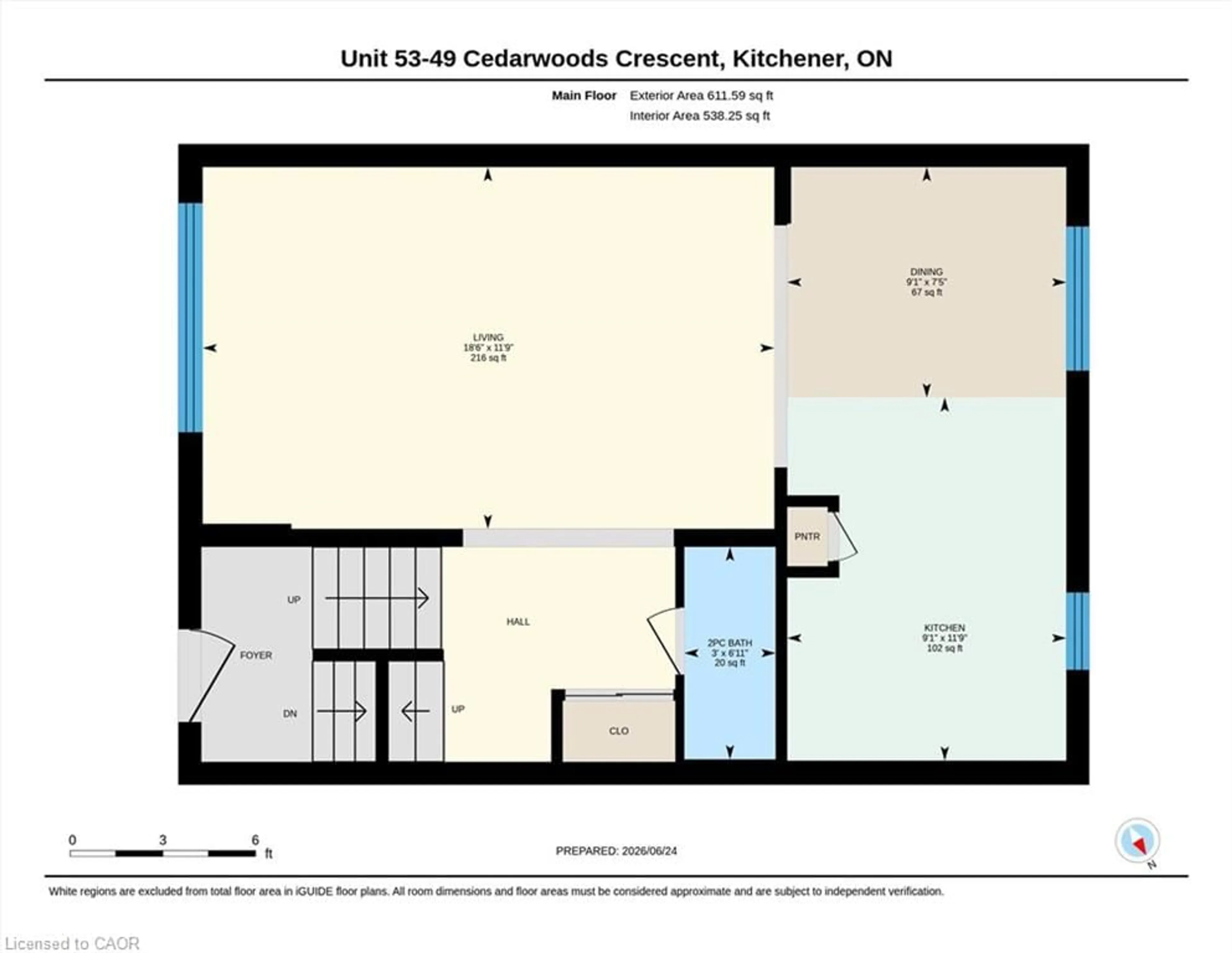Floor plan for 49 Cedarwoods Cres #53, Kitchener Ontario N2C 2L1