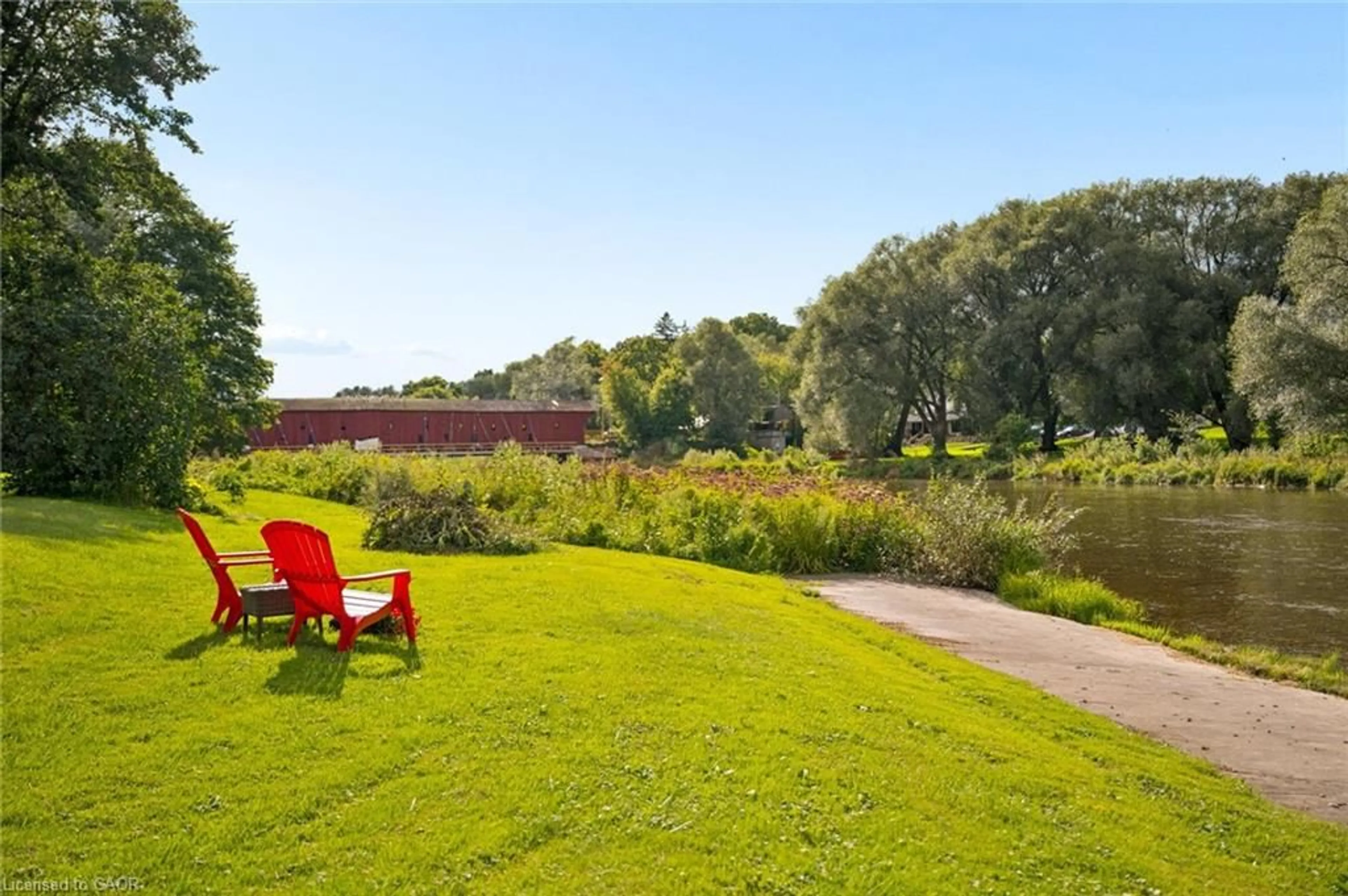 Patio, water/lake/river/ocean view for 1221 Rivers Edge Dr, West Montrose Ontario N0B 2V0