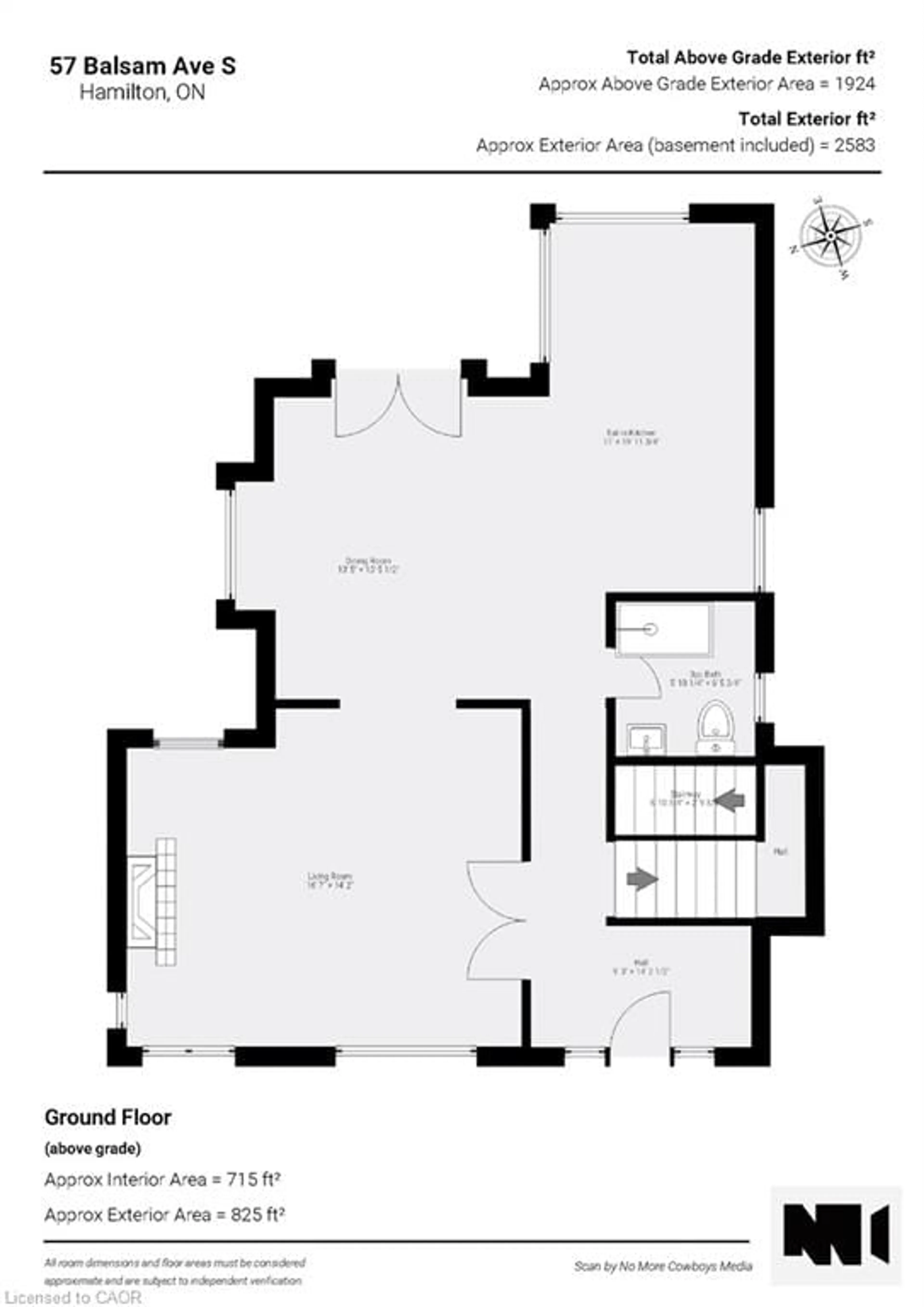 Floor plan for 57 Balsam Ave, Hamilton Ontario L8M 3B2