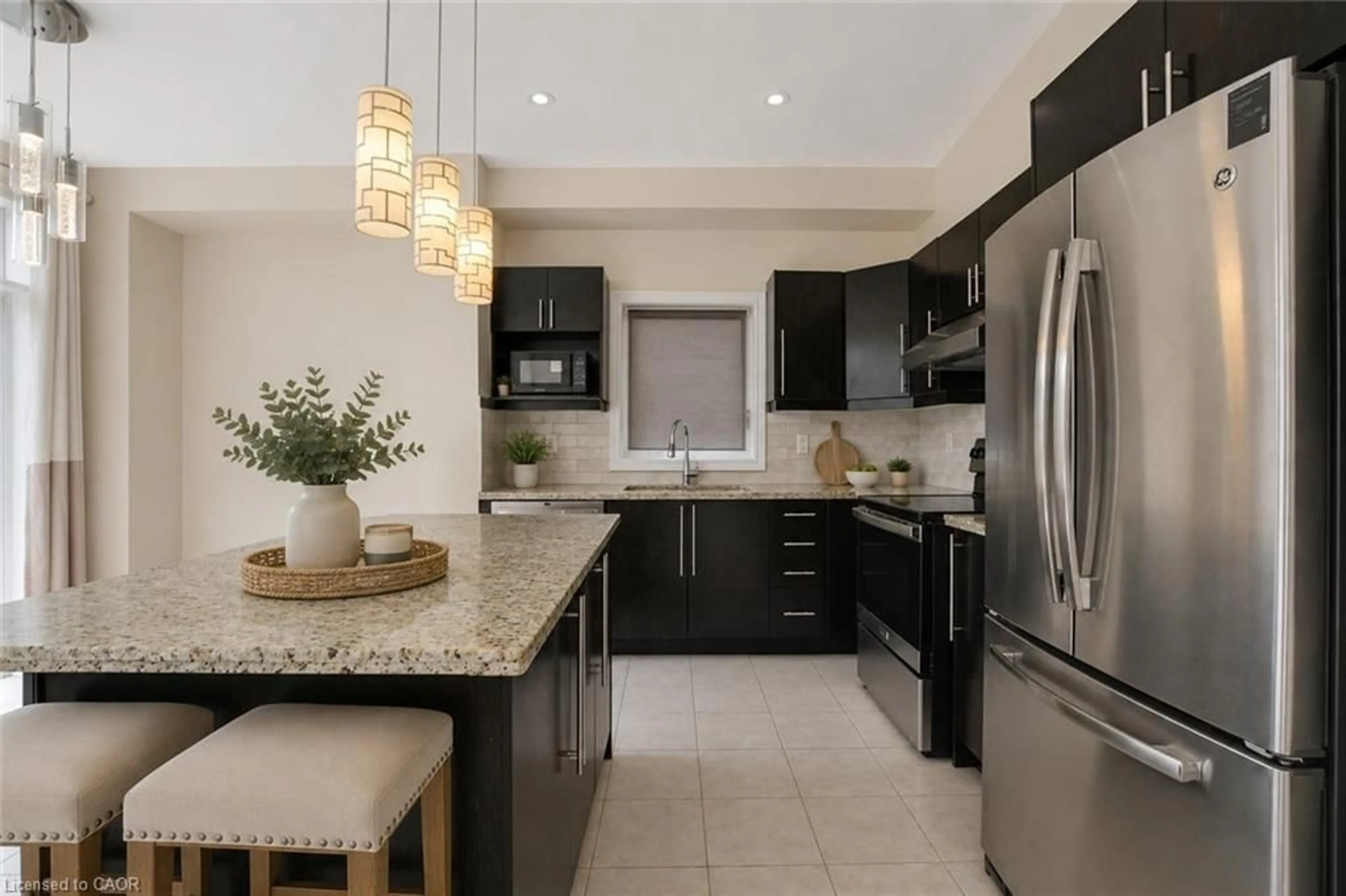 Open concept kitchen, ceramic/tile floor for 34 House Lane, Ancaster Ontario L9K 0G1