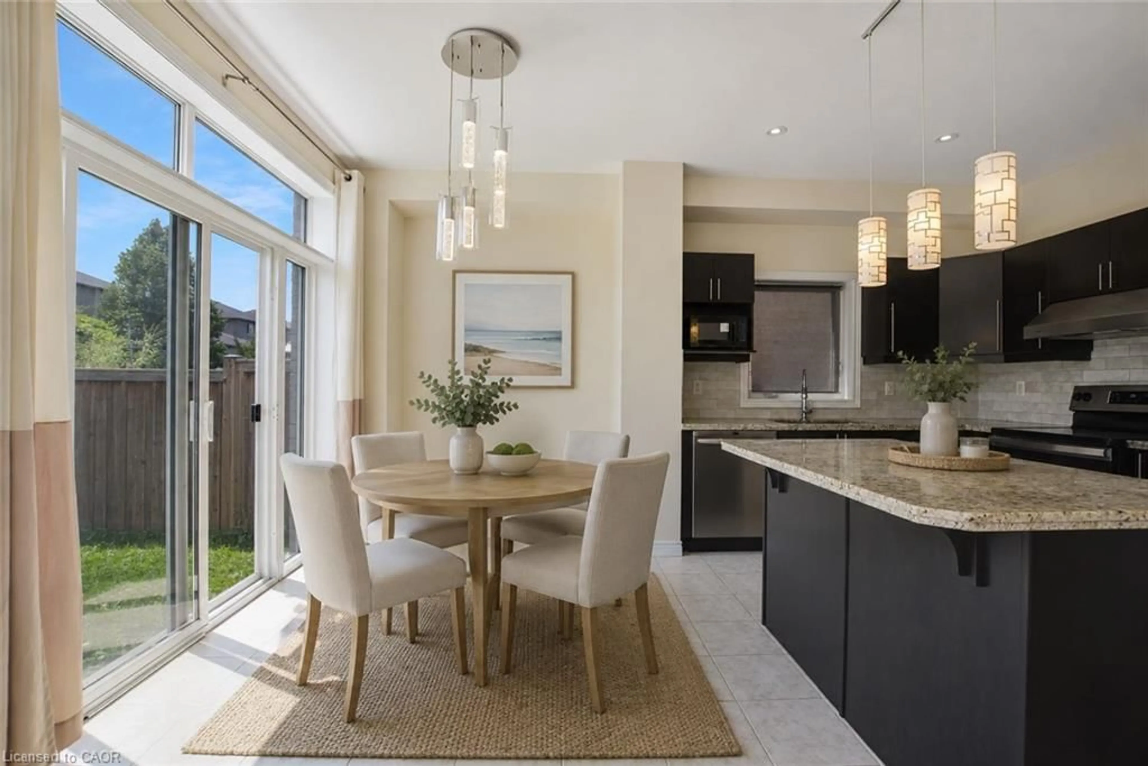 Open concept kitchen, ceramic/tile floor for 34 House Lane, Ancaster Ontario L9K 0G1