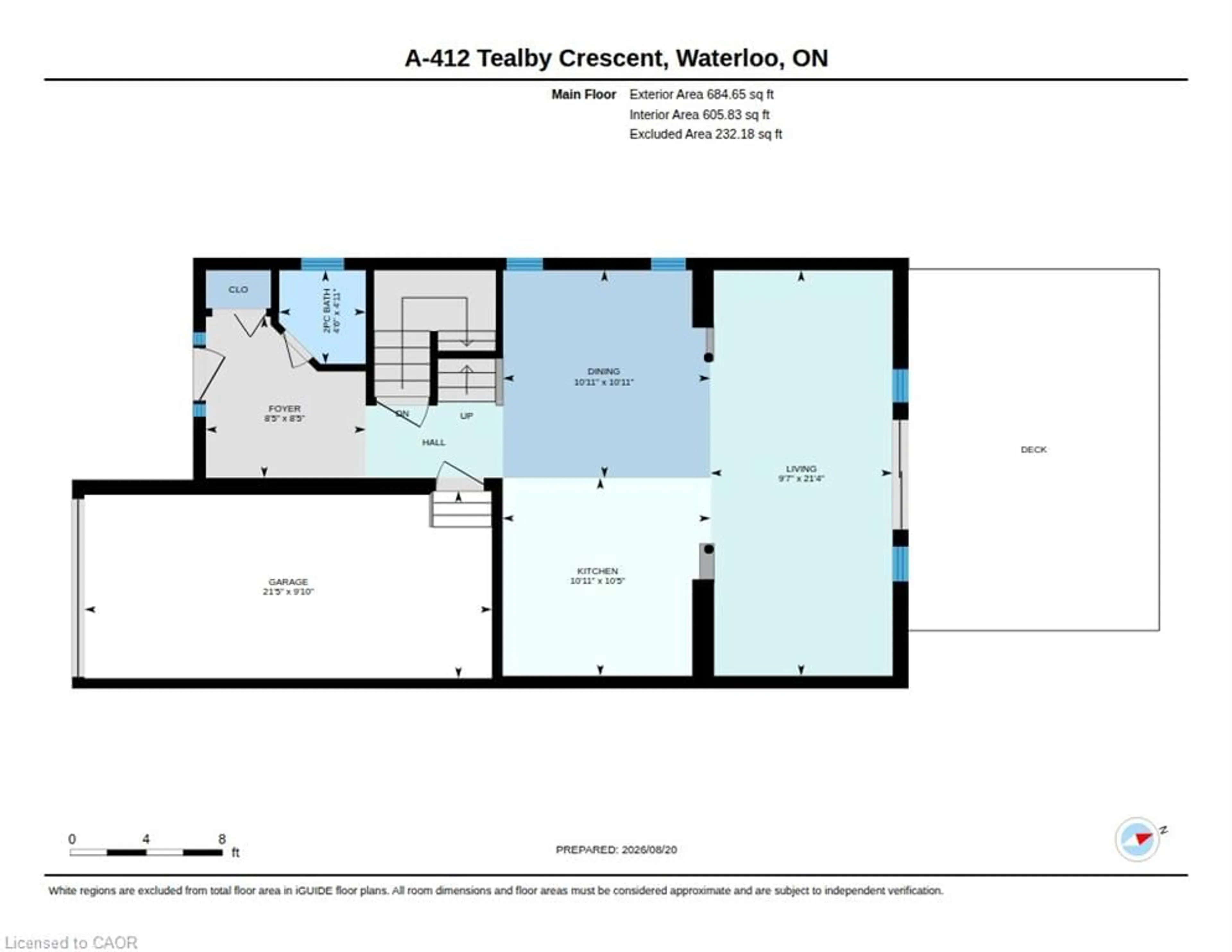 Floor plan for 412 Tealby Cres #A, Waterloo Ontario N2J 4Y8
