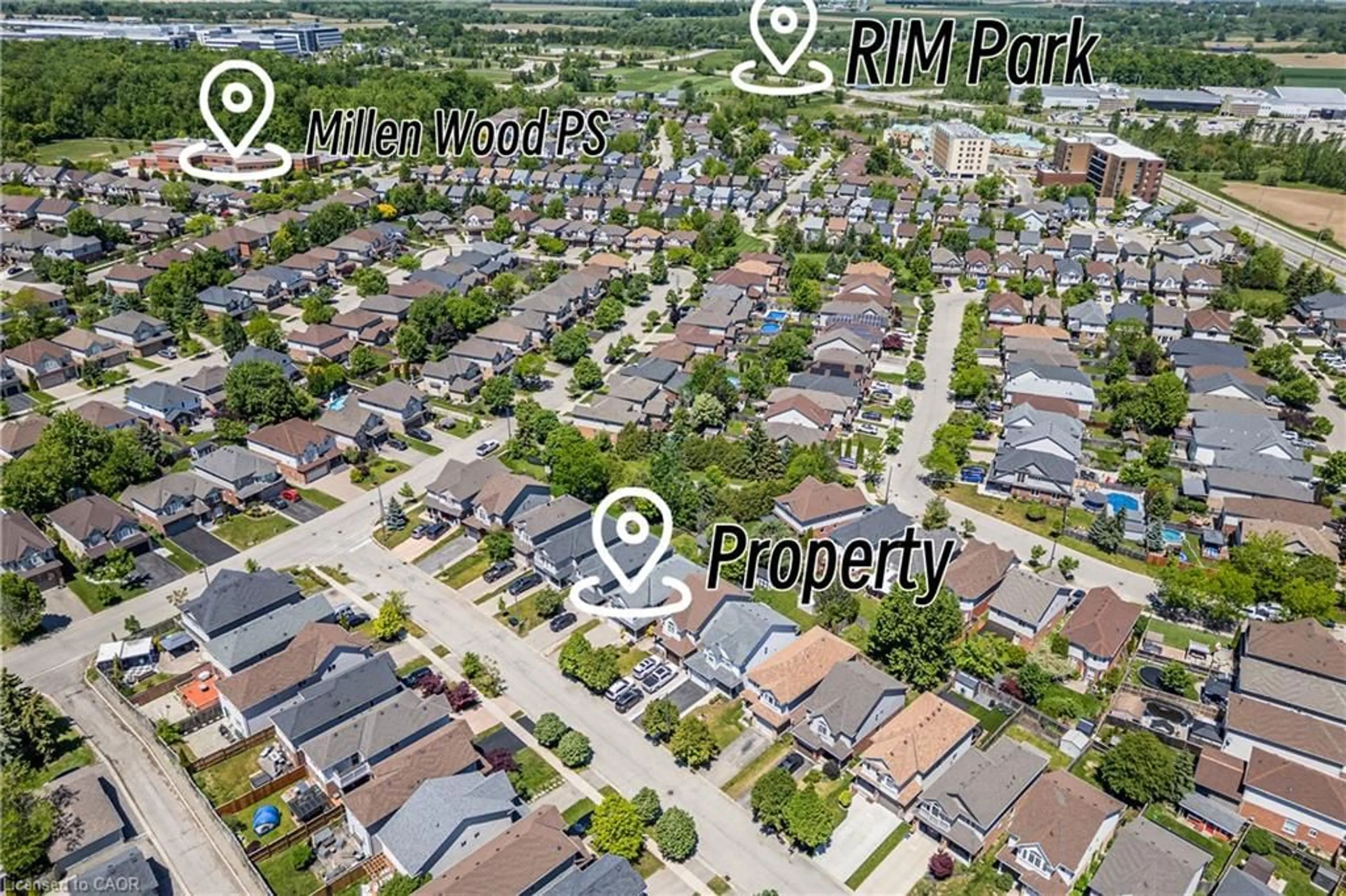 A pic from outside/outdoor area/front of a property/back of a property/a pic from drone, street for 610 South Haven Dr, Waterloo Ontario N2K 4M2
