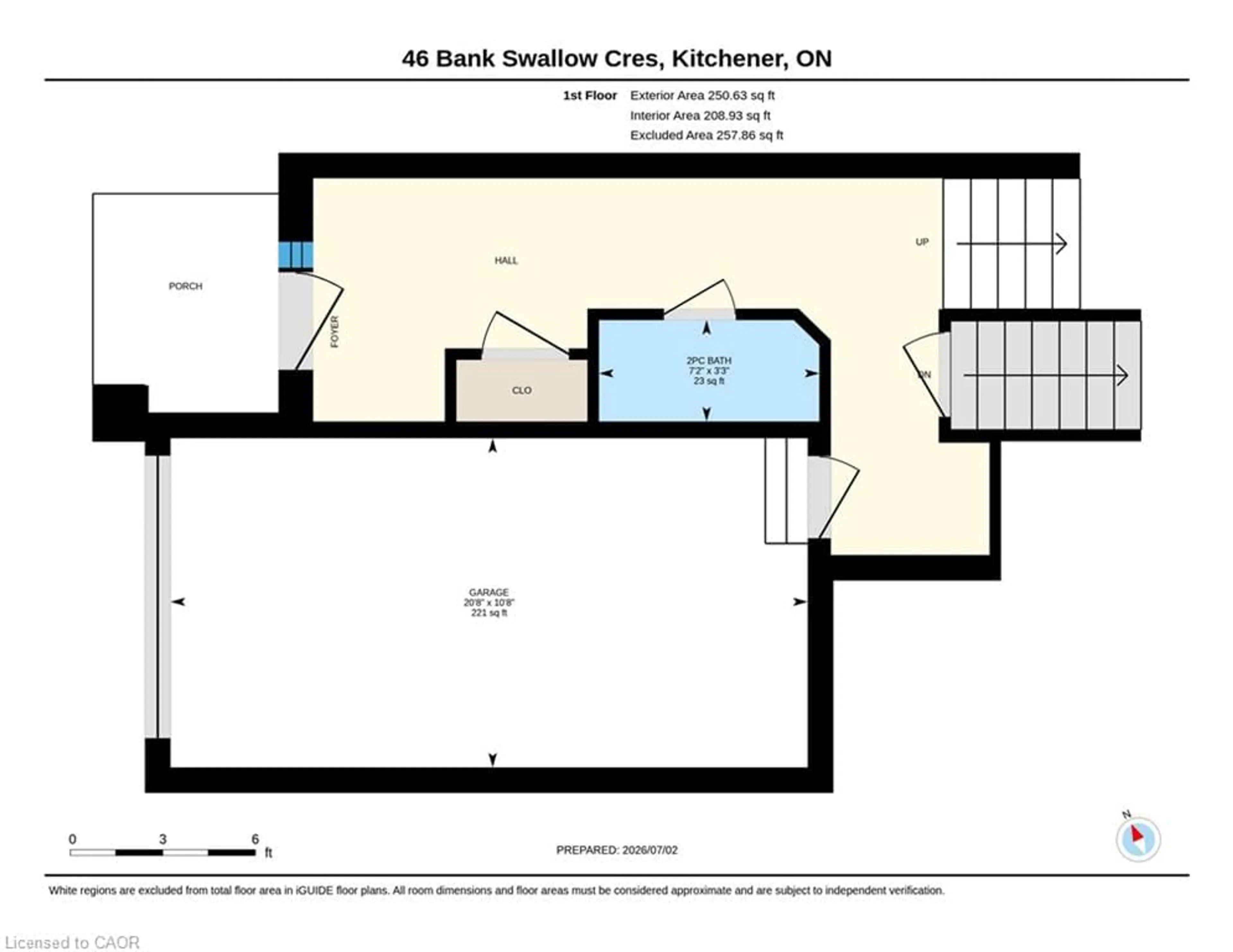Floor plan for 46 Bank Swallow Cres, Kitchener Ontario N2P 0J7