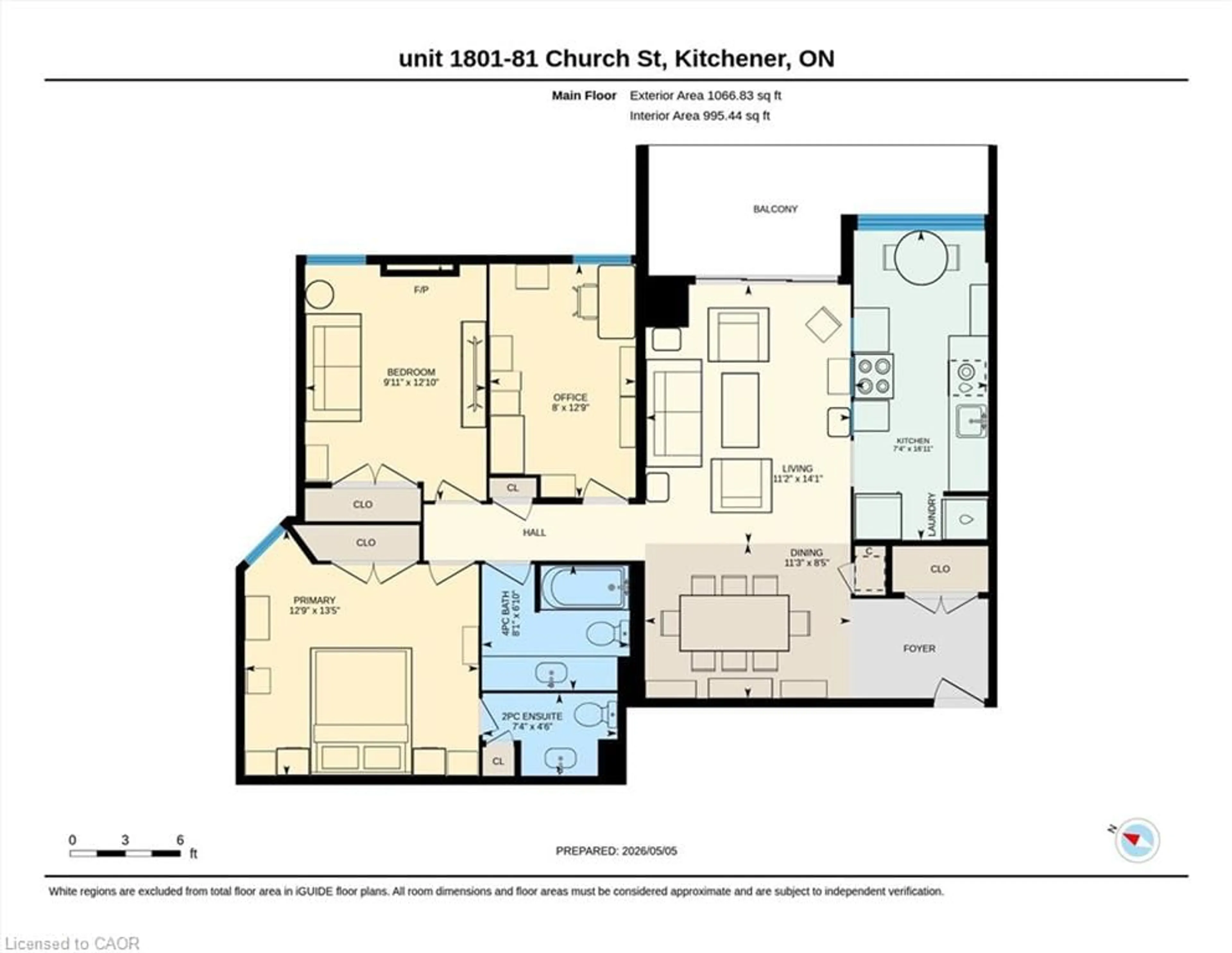 Floor plan for 81 Church St #1801, Kitchener Ontario N2G 4M1