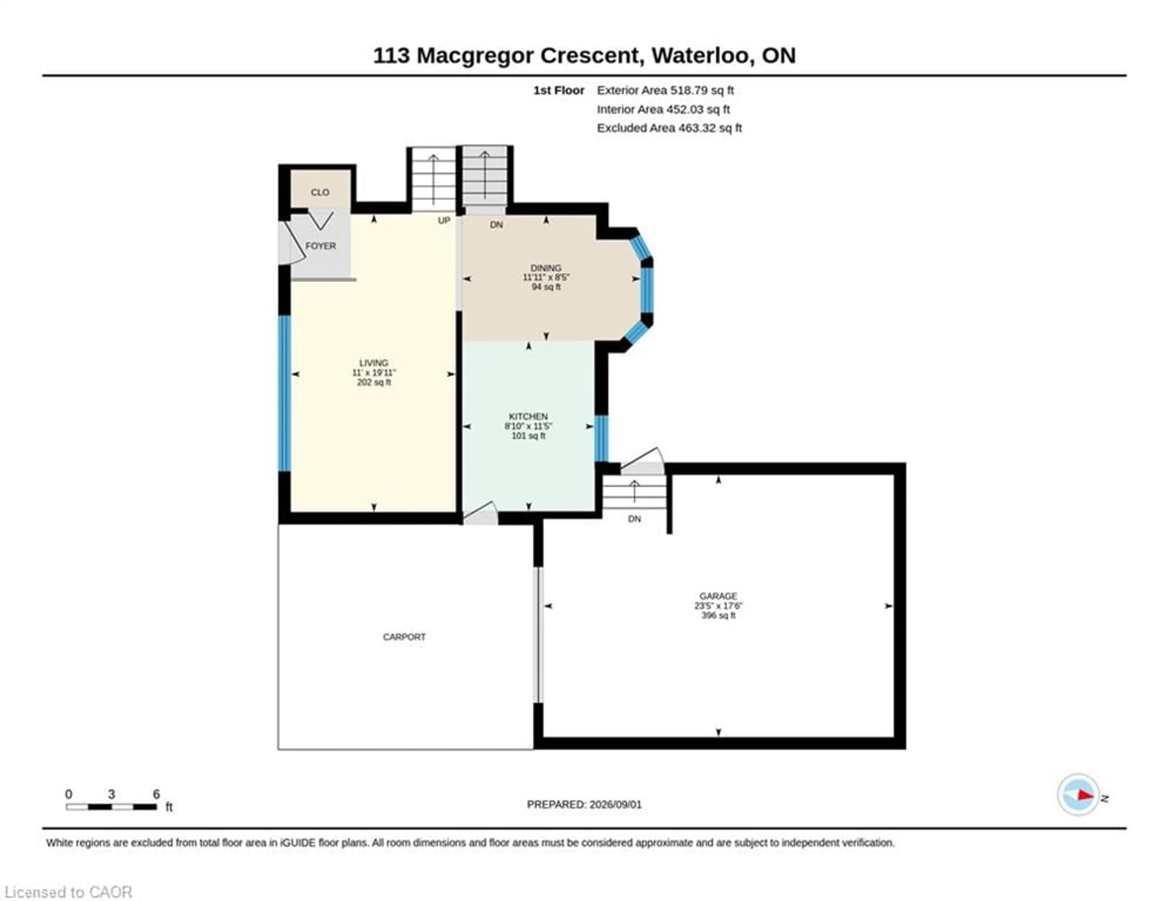 Floor plan for 113 Macgregor Cres, Waterloo Ontario N2J 3X1