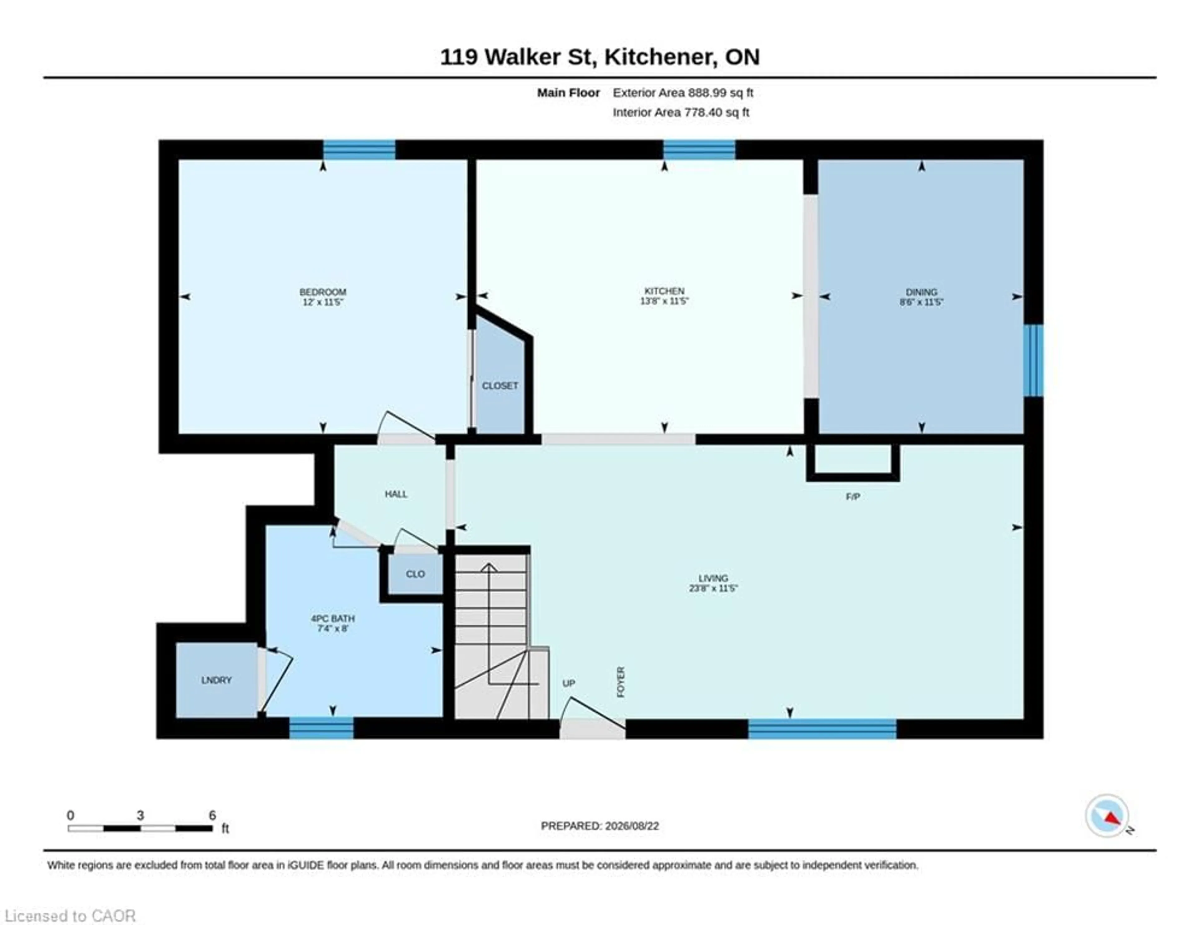Floor plan for 119 Walker St, Kitchener Ontario N2A 1S4