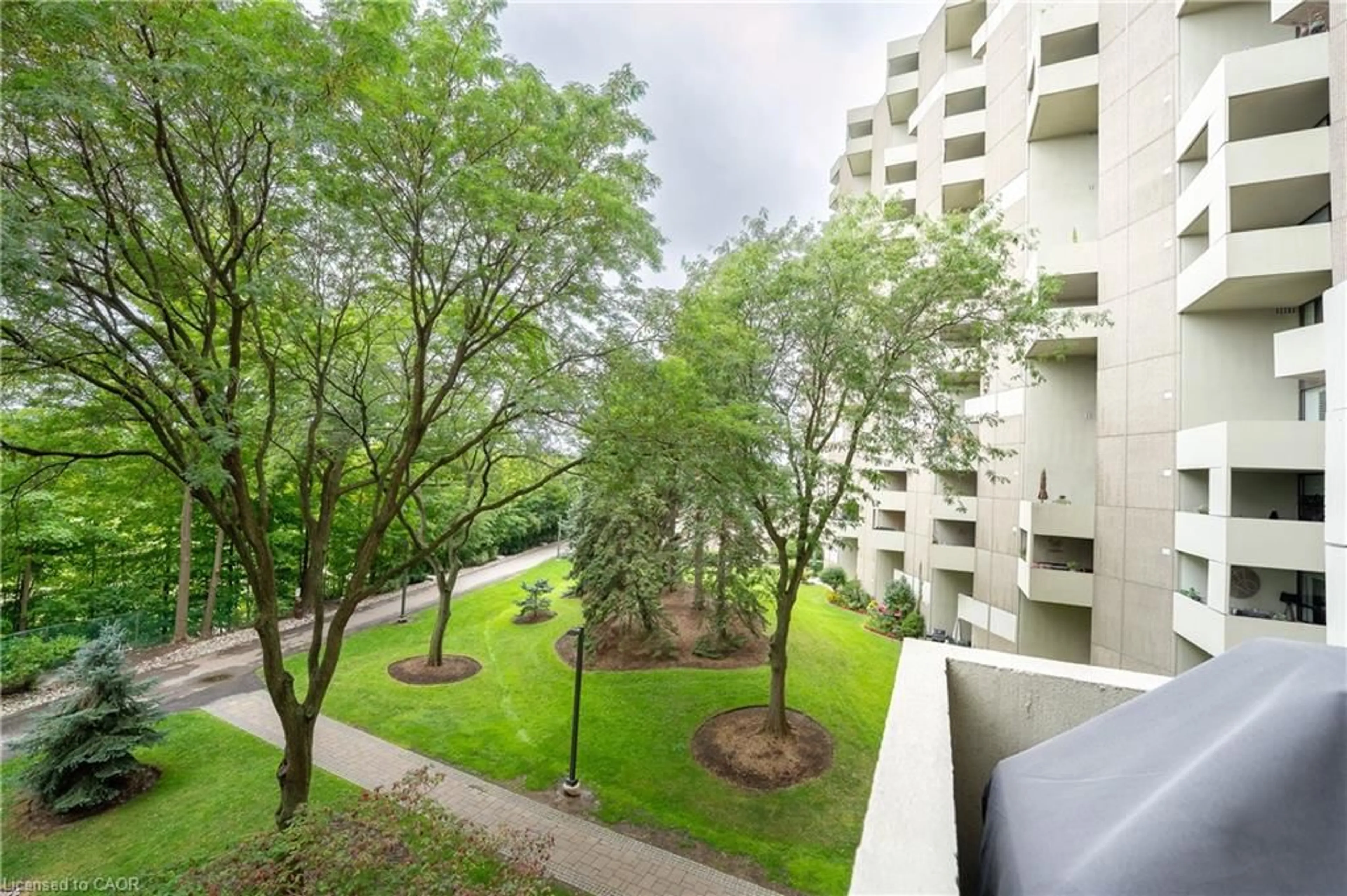 Patio, city buildings view from balcony for 288 Mill Rd #A32, Etobicoke Ontario M9C 4X7