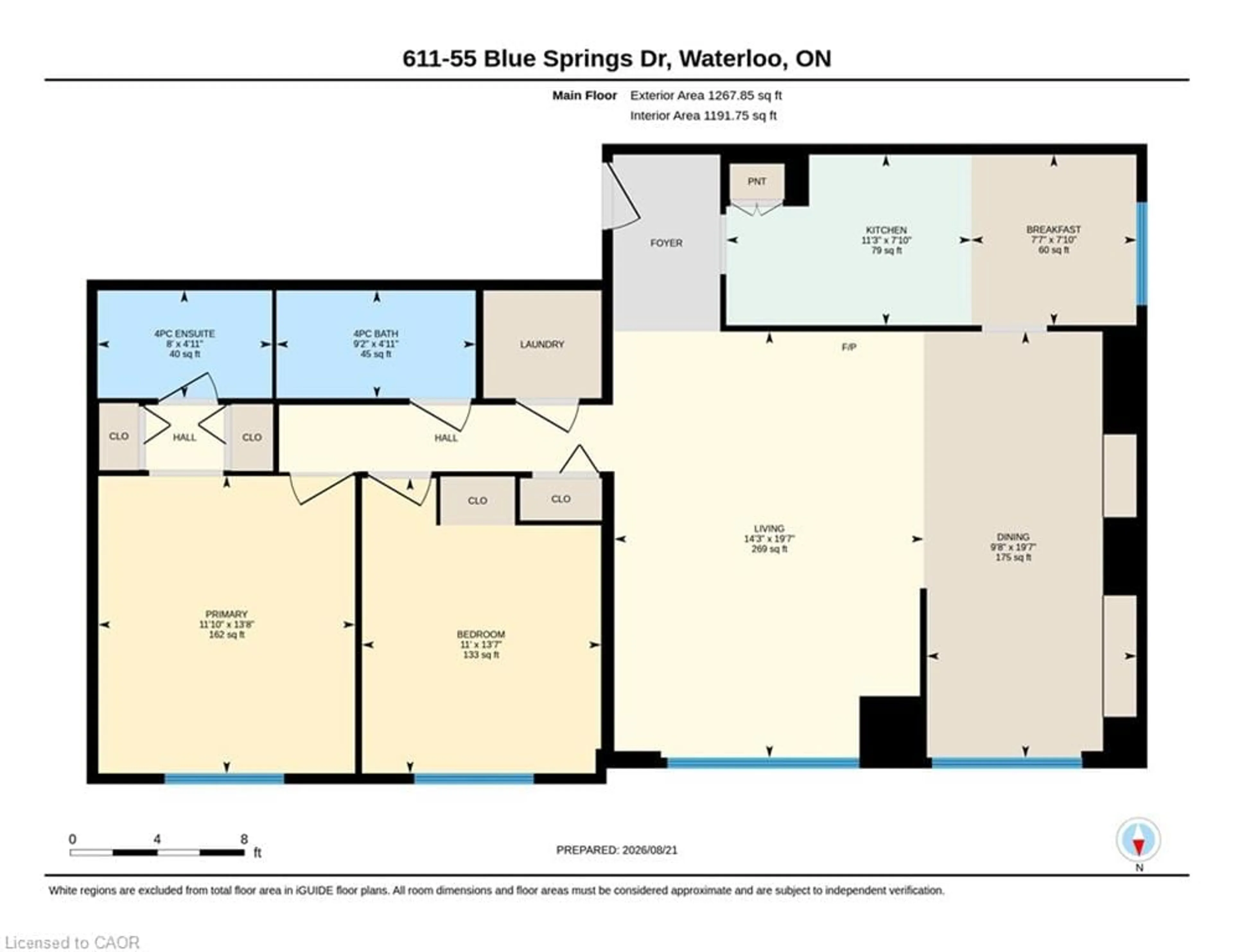 Floor plan for 55 Blue Springs Dr #611, Waterloo Ontario N2J 4T3