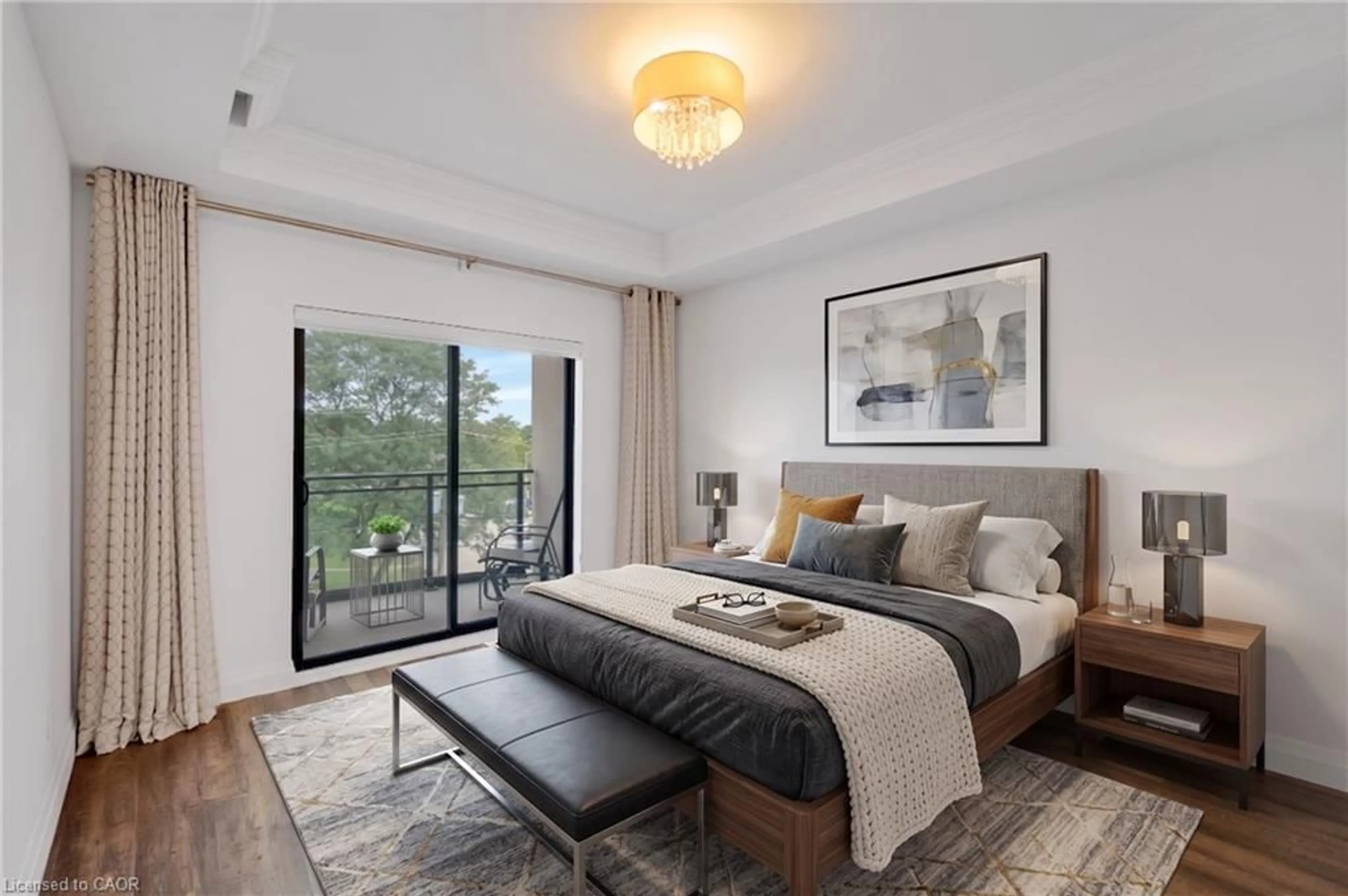 Bedroom with bed, unknown for 30 Hamilton St #313, Waterdown Ontario L8B 1V8