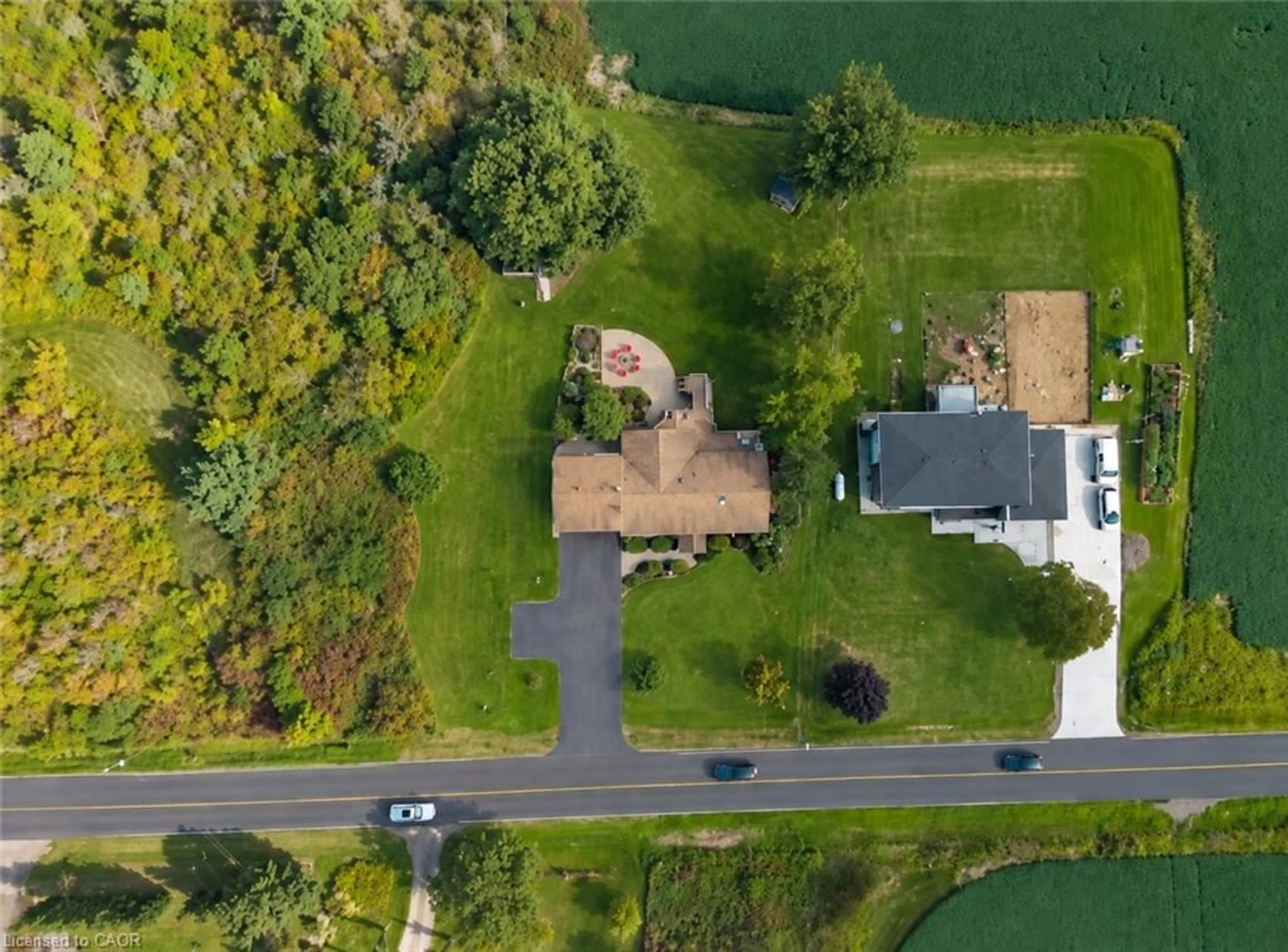 A pic from outside/outdoor area/front of a property/back of a property/a pic from drone, water/lake/river/ocean view for 4202 1 Side Road, Burlington Ontario L7M 0X3