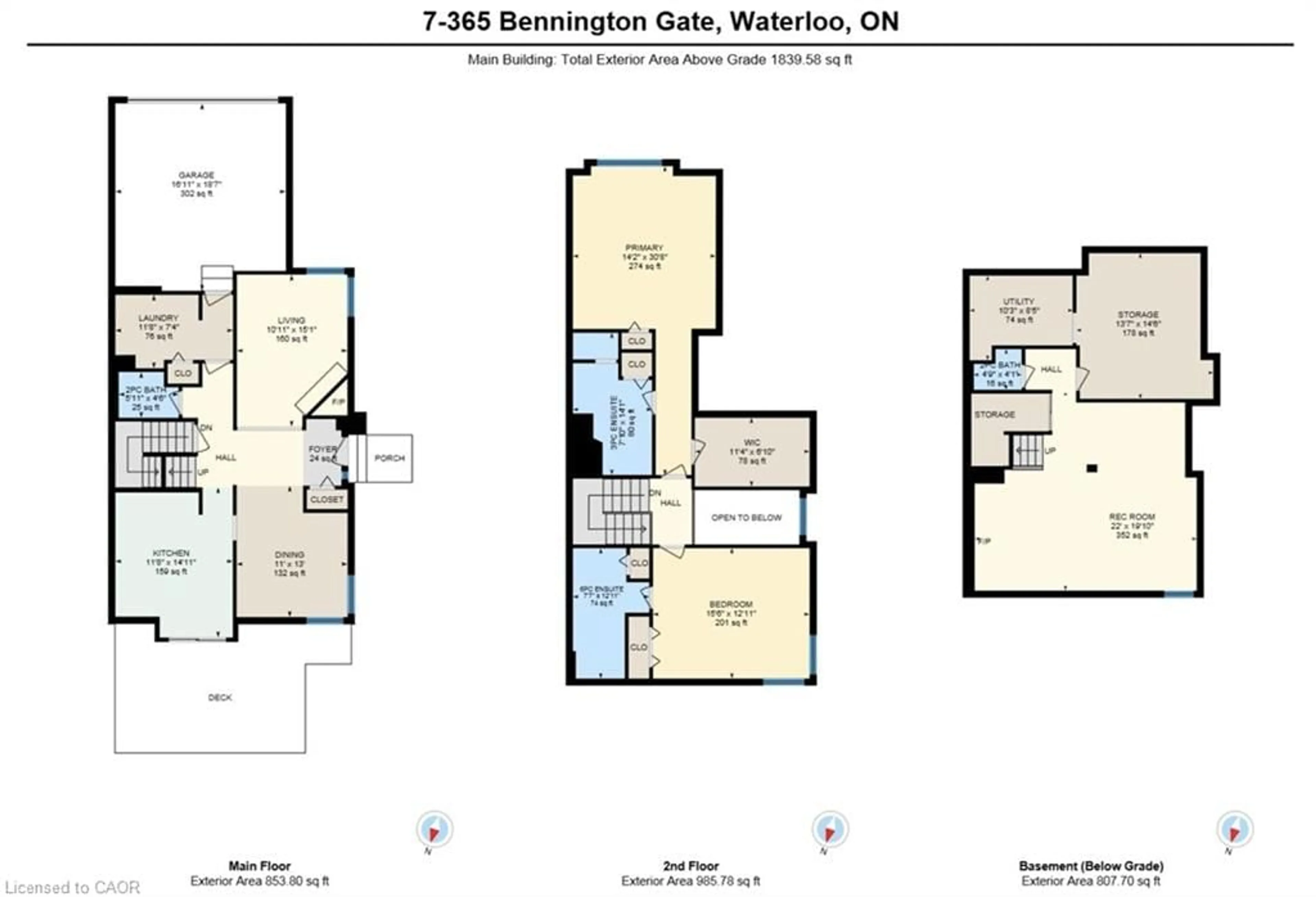 Floor plan for 365 Bennington #7, Waterloo Ontario N2T 2L1