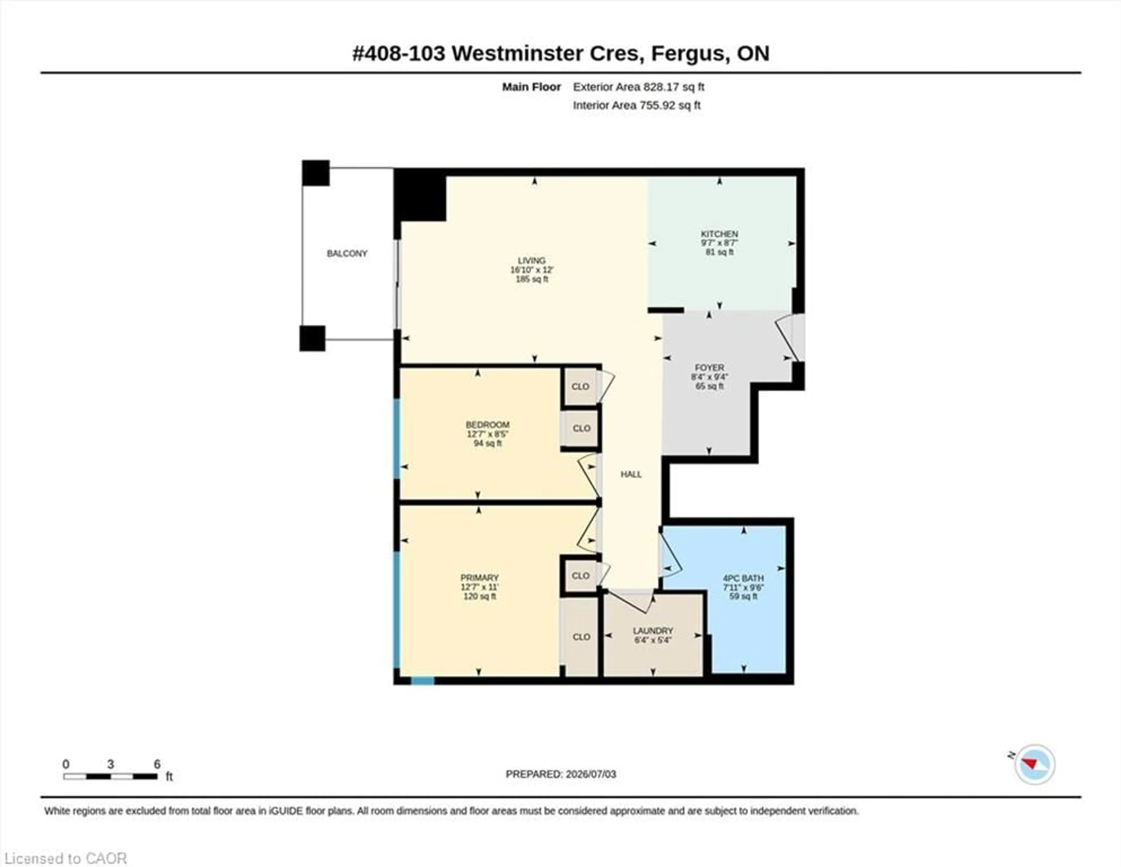 Floor plan for 103 Westminster Cres #408, Fergus Ontario N1M 0C6