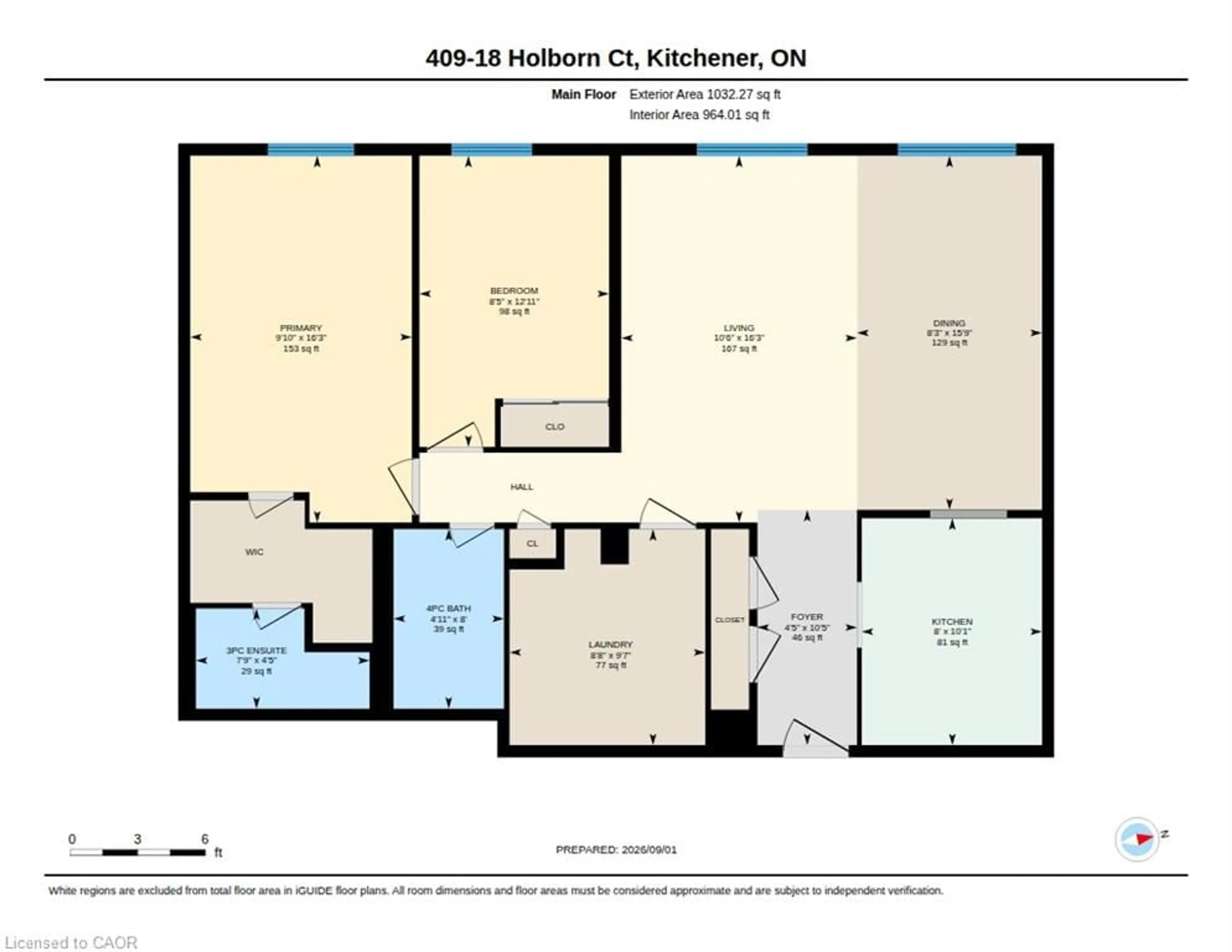 Floor plan for 18 Holborn Crt #409, Kitchener Ontario N2A 4A1