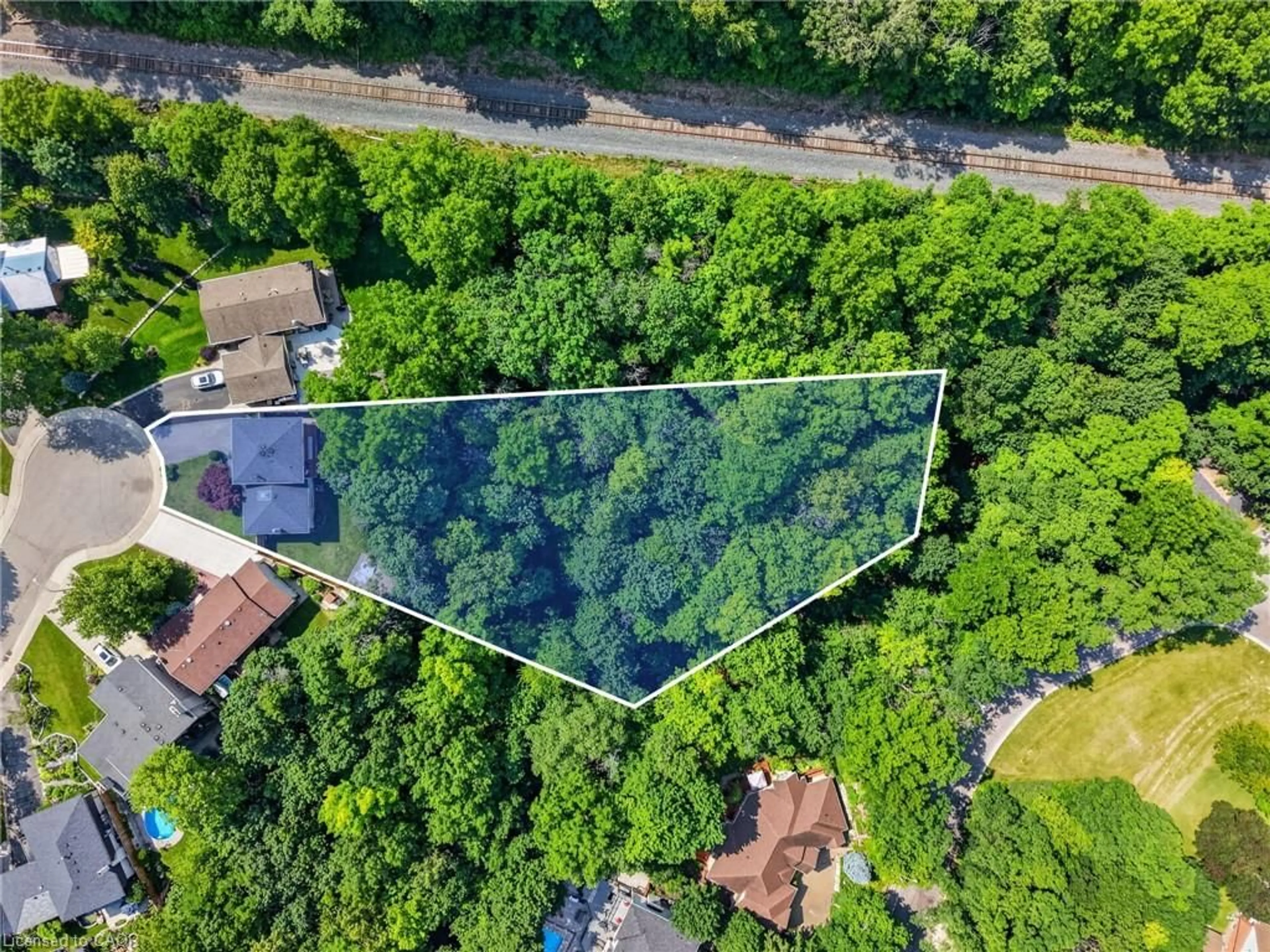 A pic from outside/outdoor area/front of a property/back of a property/a pic from drone, forest/trees view for 9 Leslie Dr, Hamilton Ontario L8G 2P6