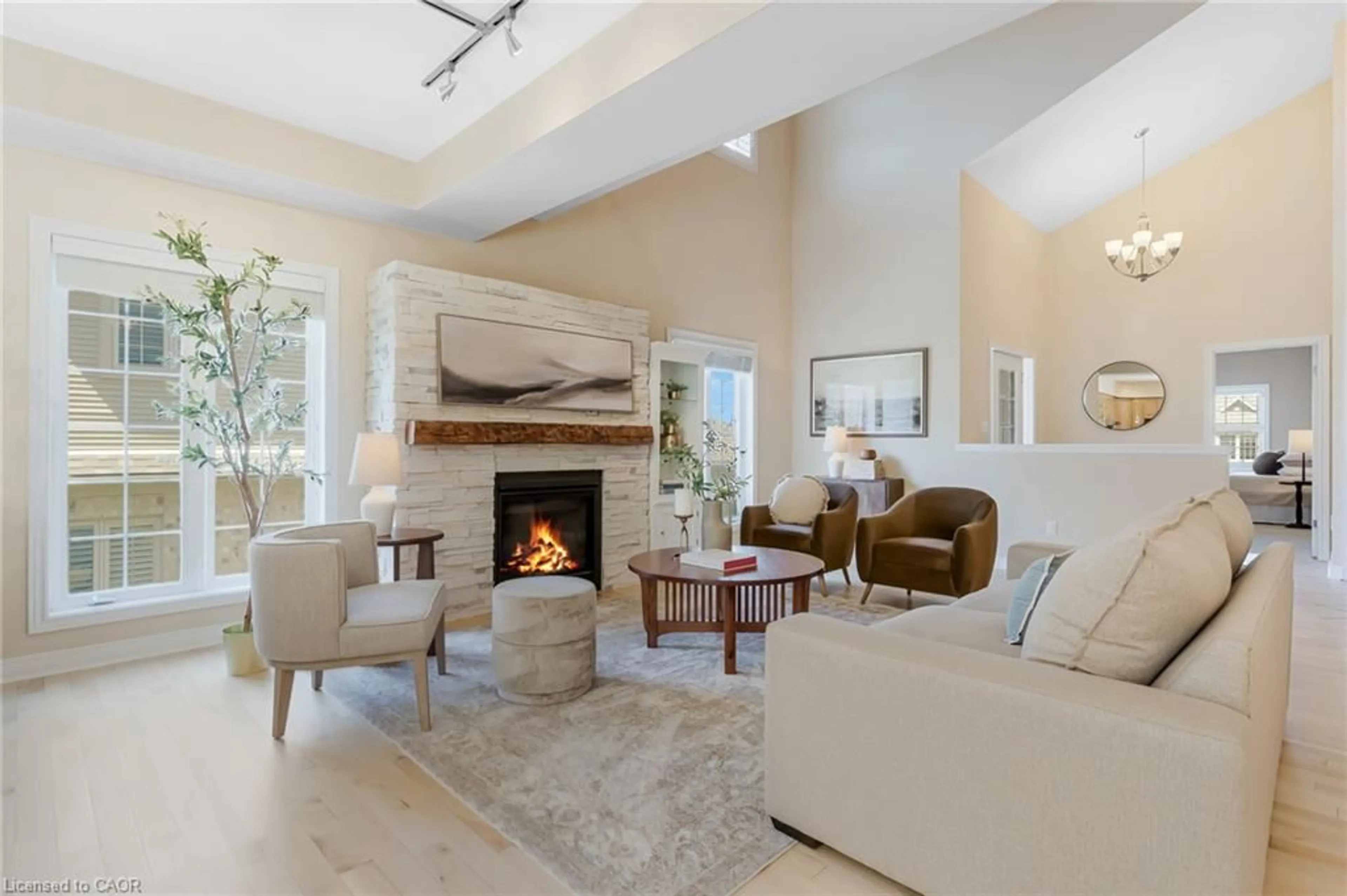 Living room with furniture, ceramic/tile floor for 227 Chestnut Hill Cres, Kitchener Ontario N2P 2X3