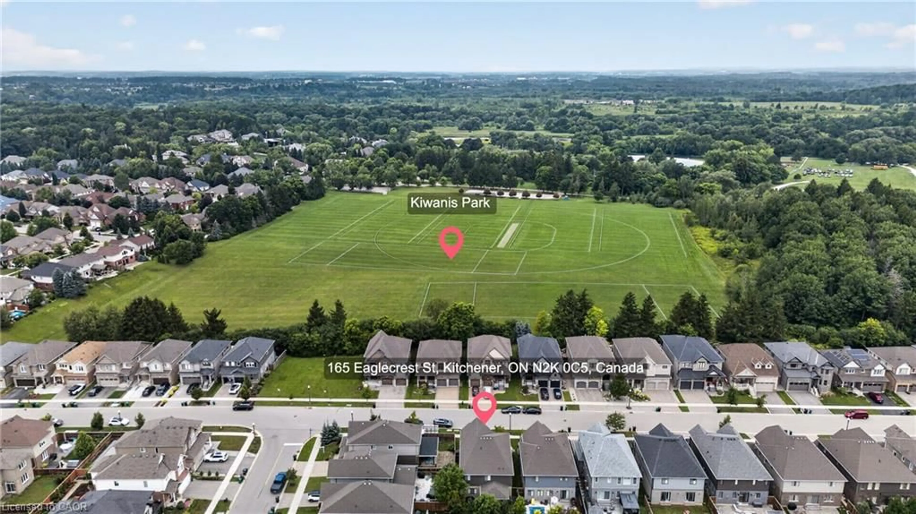 A pic from outside/outdoor area/front of a property/back of a property/a pic from drone, street for 165 Eaglecrest St, Kitchener Ontario N2K 0C5