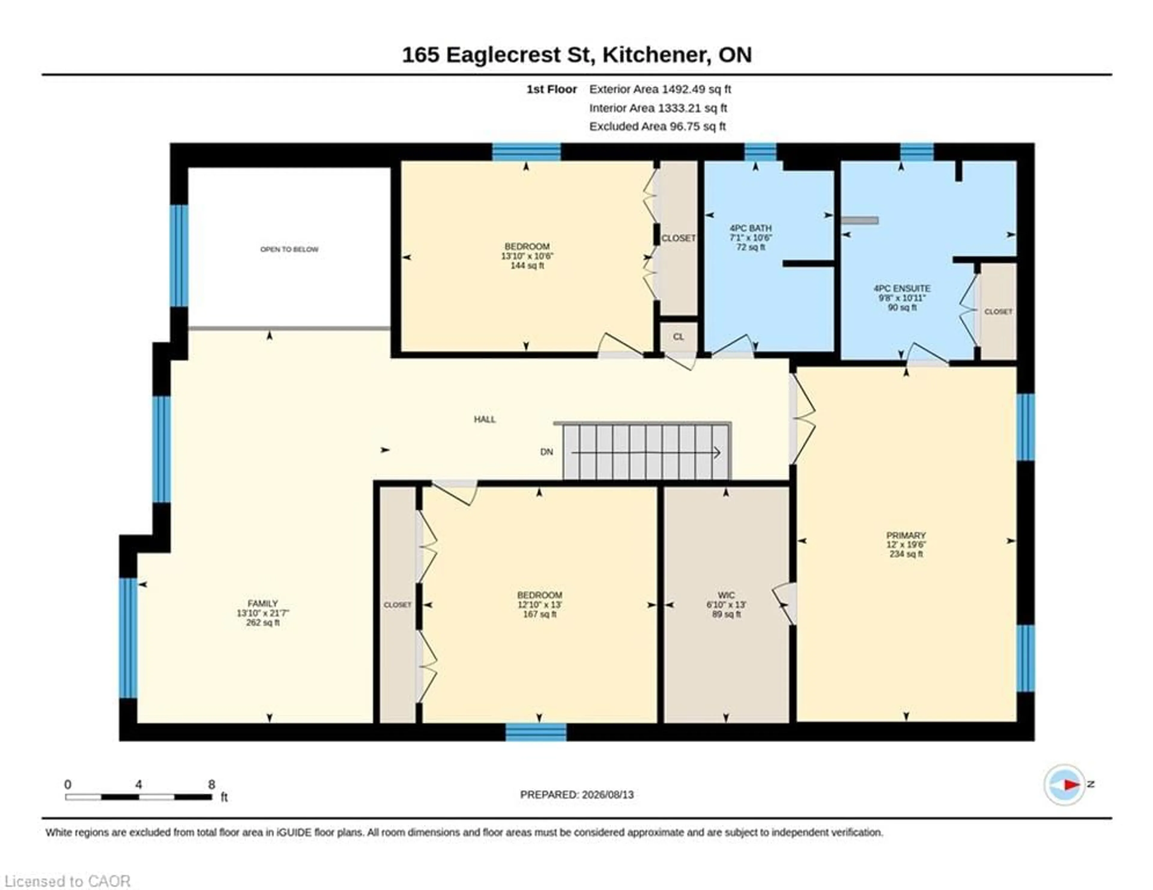 Floor plan for 165 Eaglecrest St, Kitchener Ontario N2K 0C5