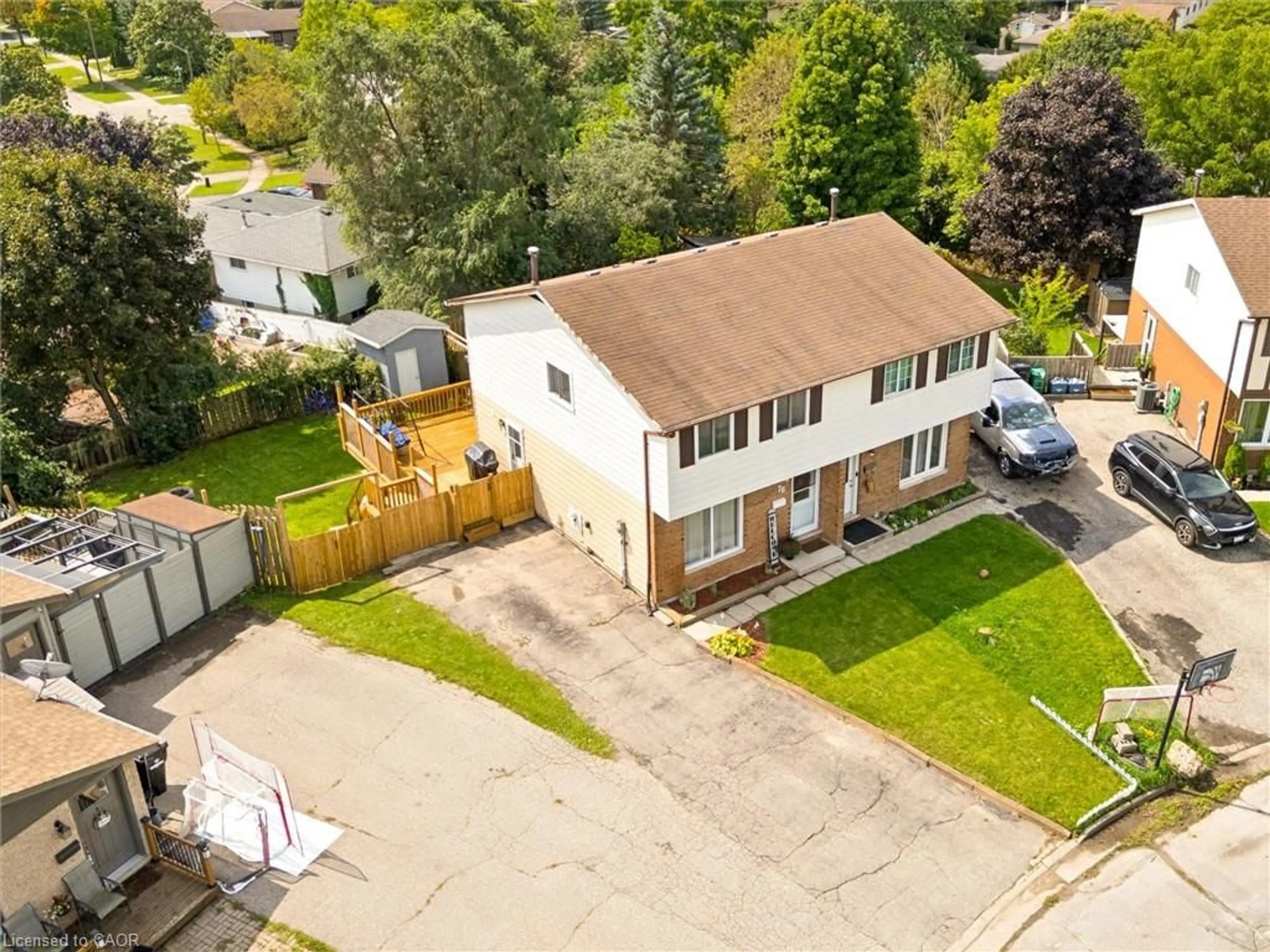 A pic from outside/outdoor area/front of a property/back of a property/a pic from drone, street for 76 Cluthe Cres, Kitchener Ontario N2P 1M8