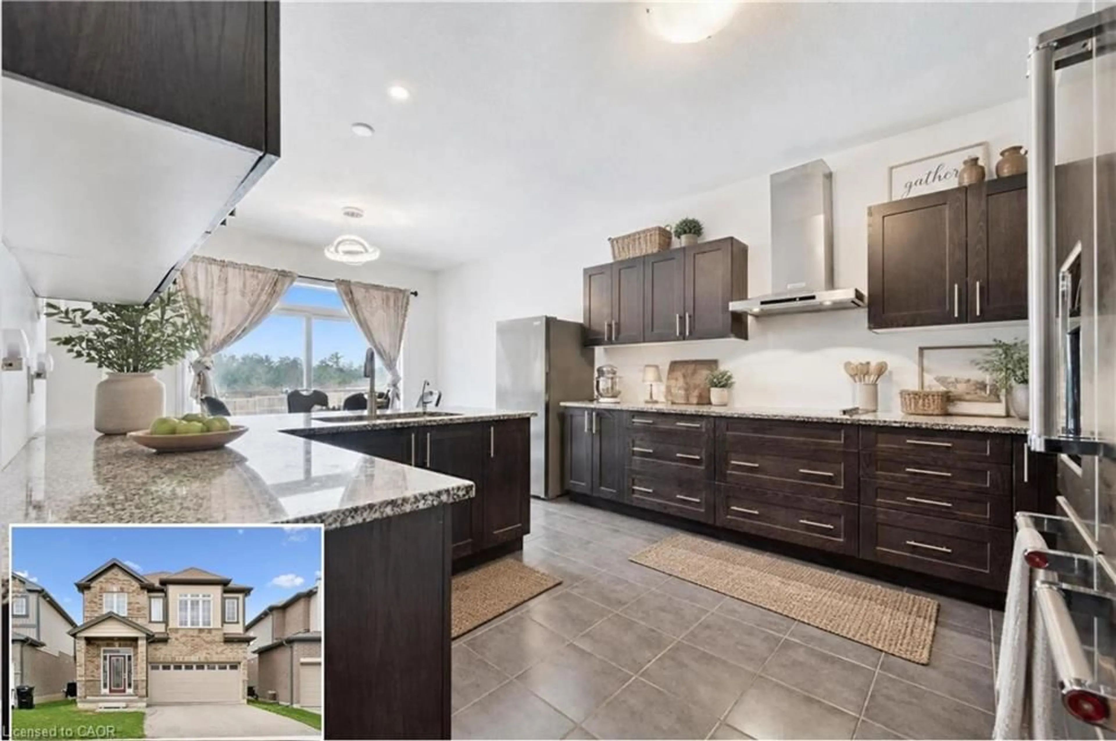 Open concept kitchen, ceramic/tile floor for 308 Freure Dr, Cambridge Ontario N1S 0C1
