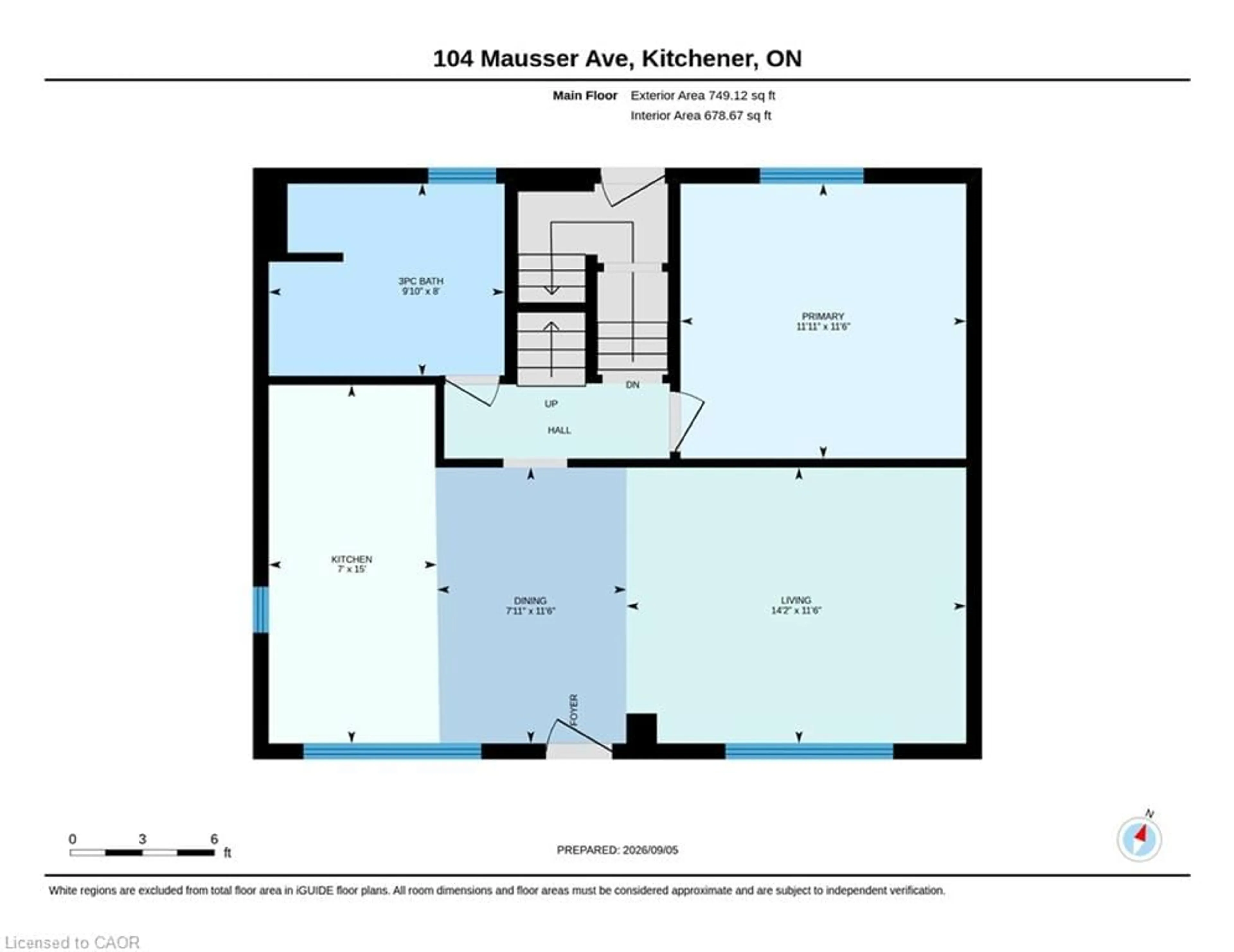 Floor plan for 104 Mausser Ave, Kitchener Ontario N2M 3K5