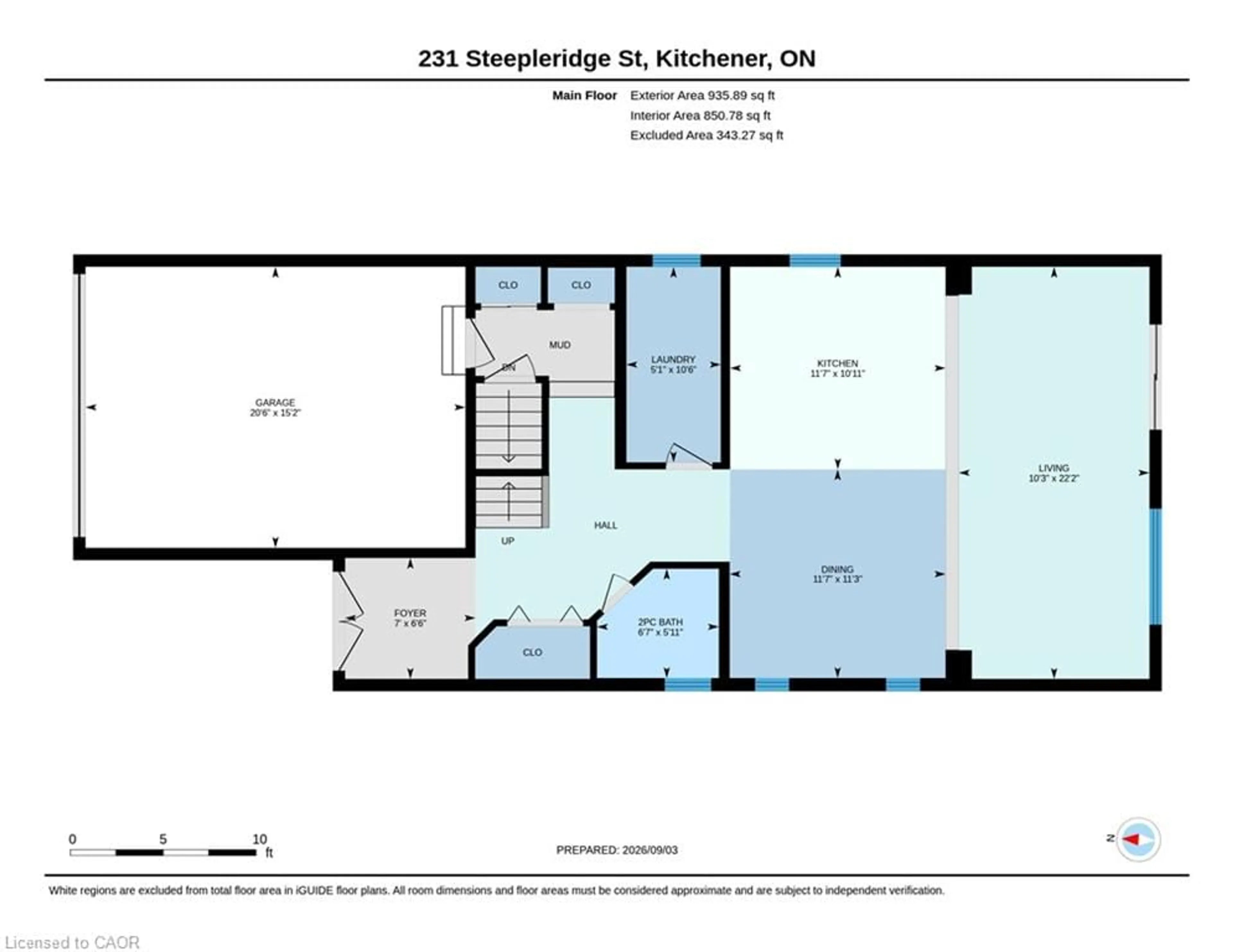 Floor plan for 231 Steepleridge St, Kitchener Ontario N2P 2W1