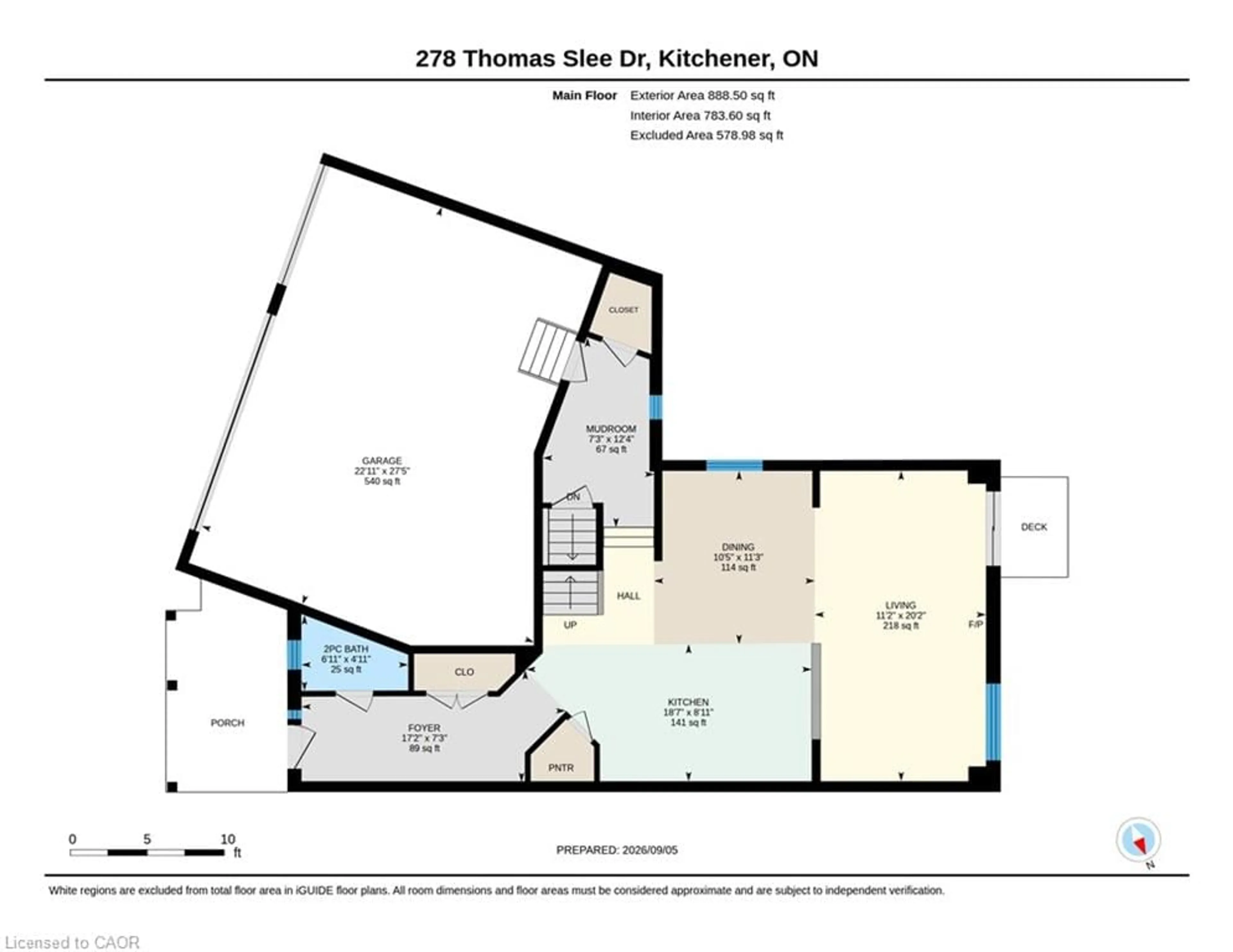 Floor plan for 278 Thomas Slee Dr, Kitchener Ontario N2P 0B8