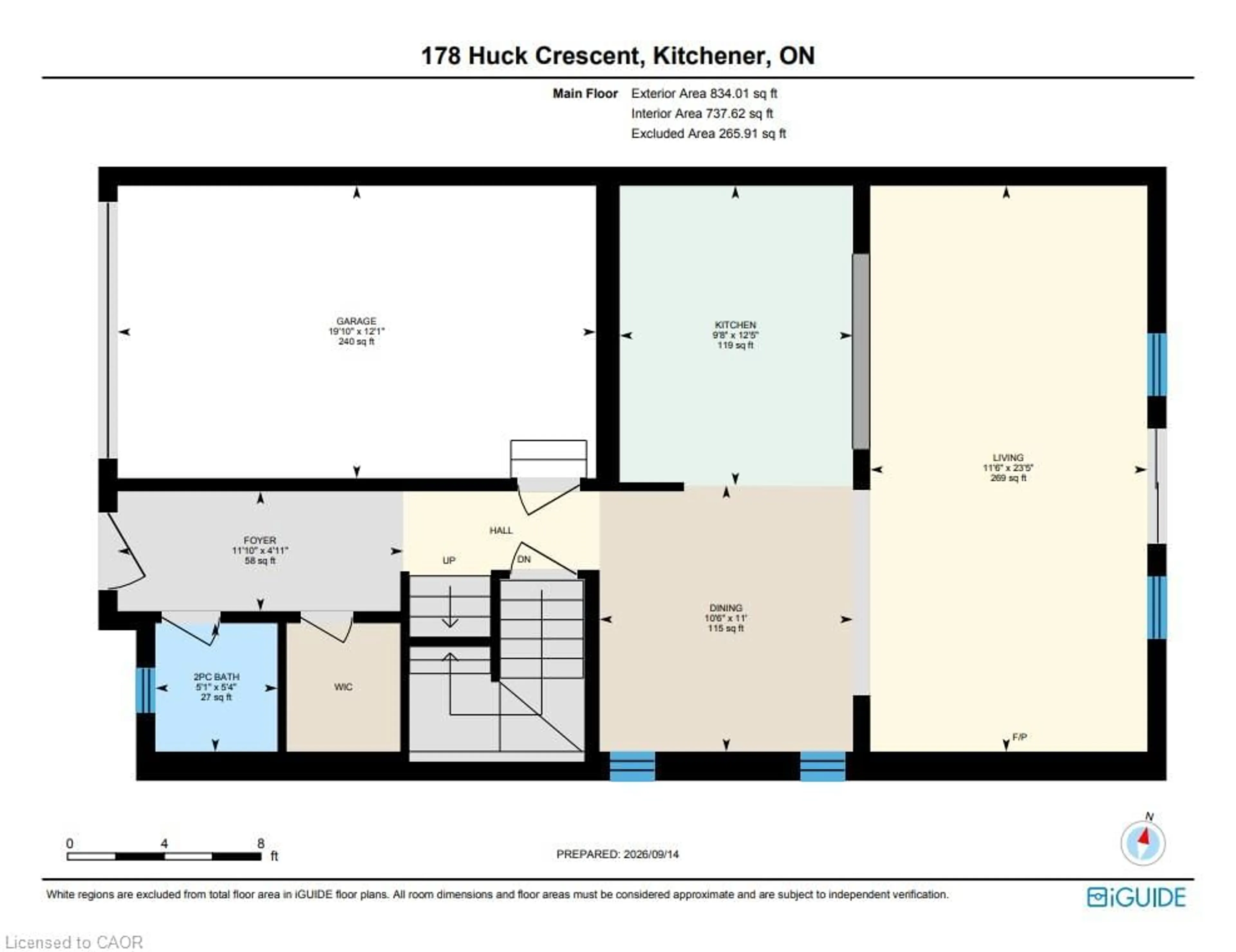 Floor plan for 178 Huck Cres, Kitchener Ontario N2N 0A3