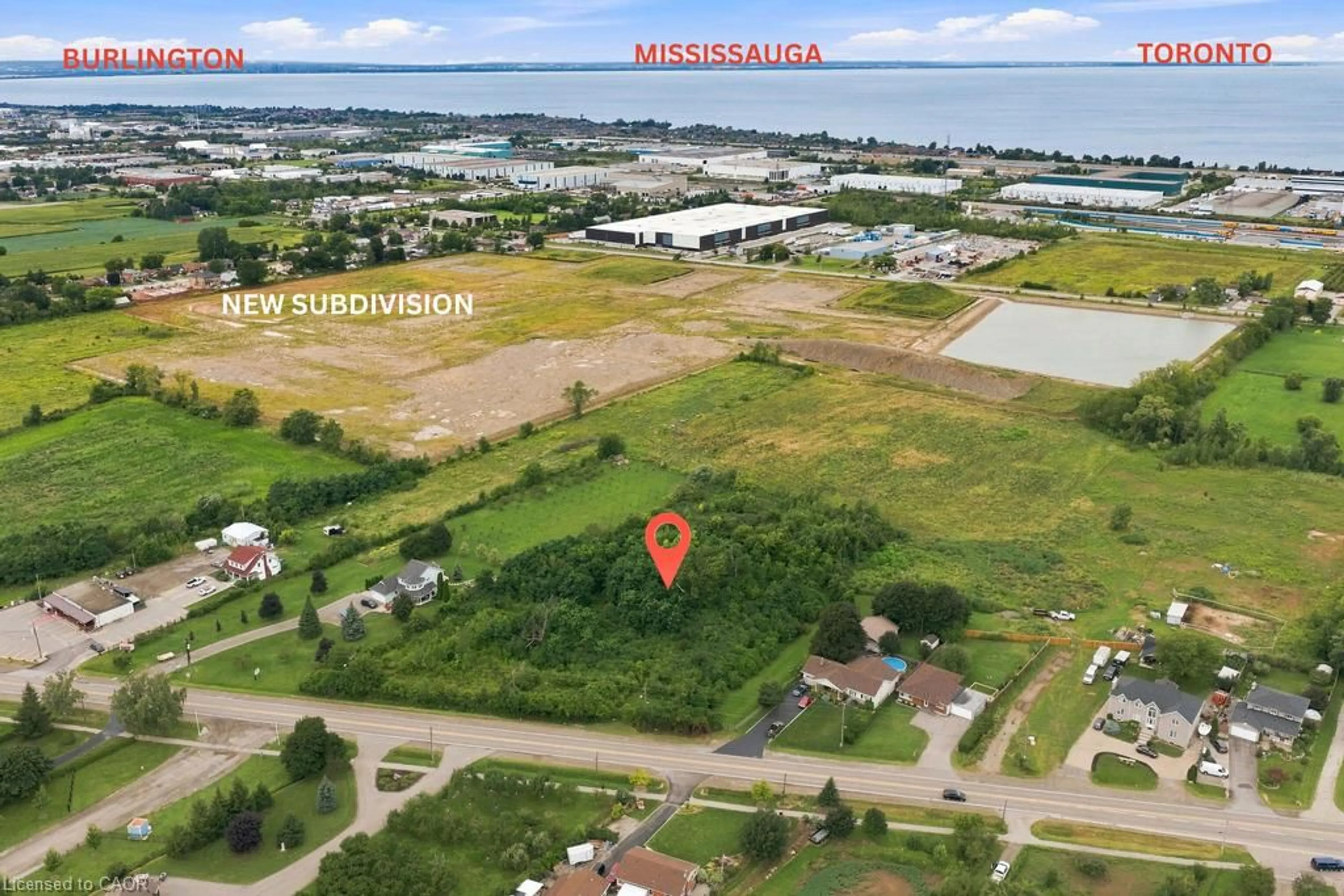 A pic from outside/outdoor area/front of a property/back of a property/a pic from drone, water/lake/river/ocean view for 1109 Highway 8, Stoney Creek Ontario L8E 5H8