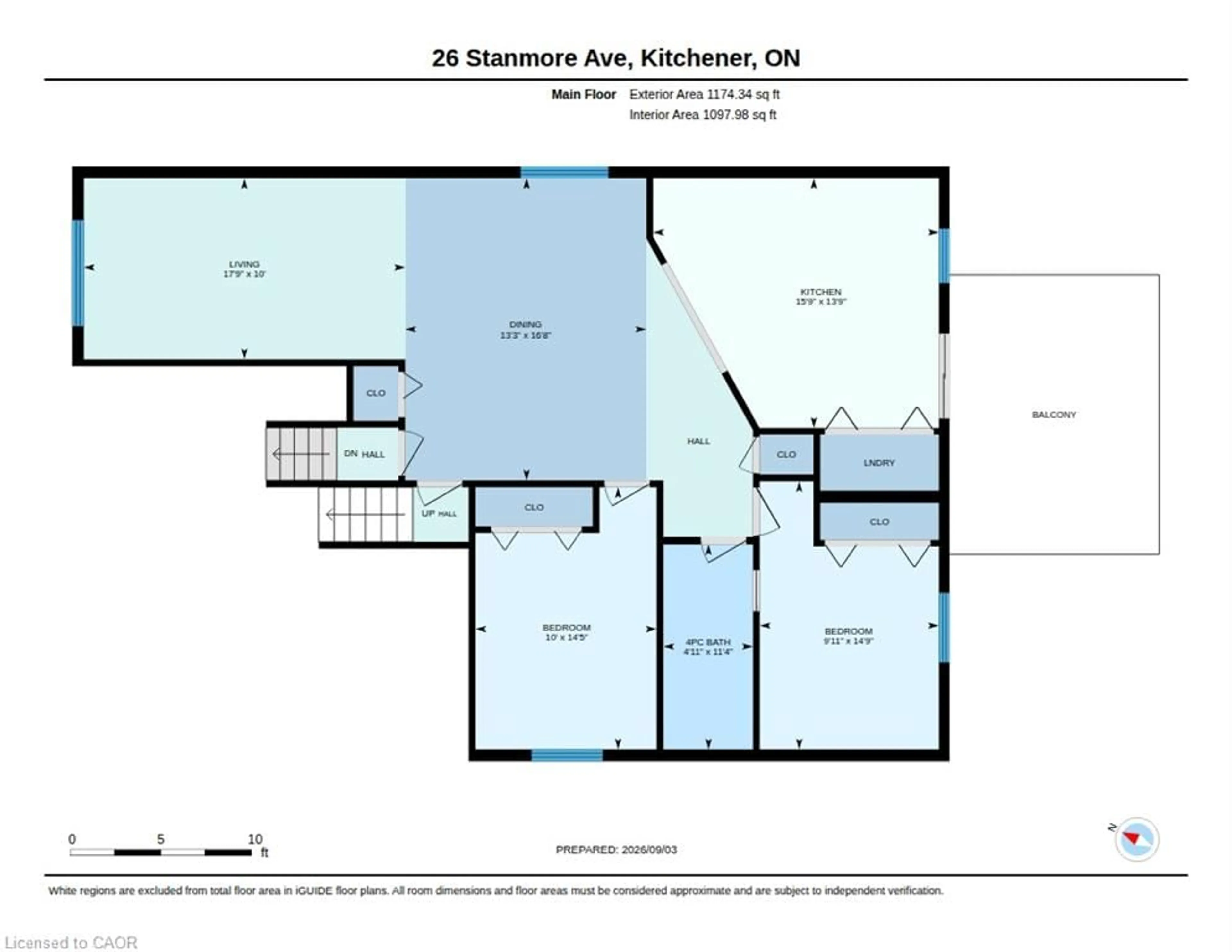 Floor plan for 26 Stanmore Ave, Kitchener Ontario N2B 3W2