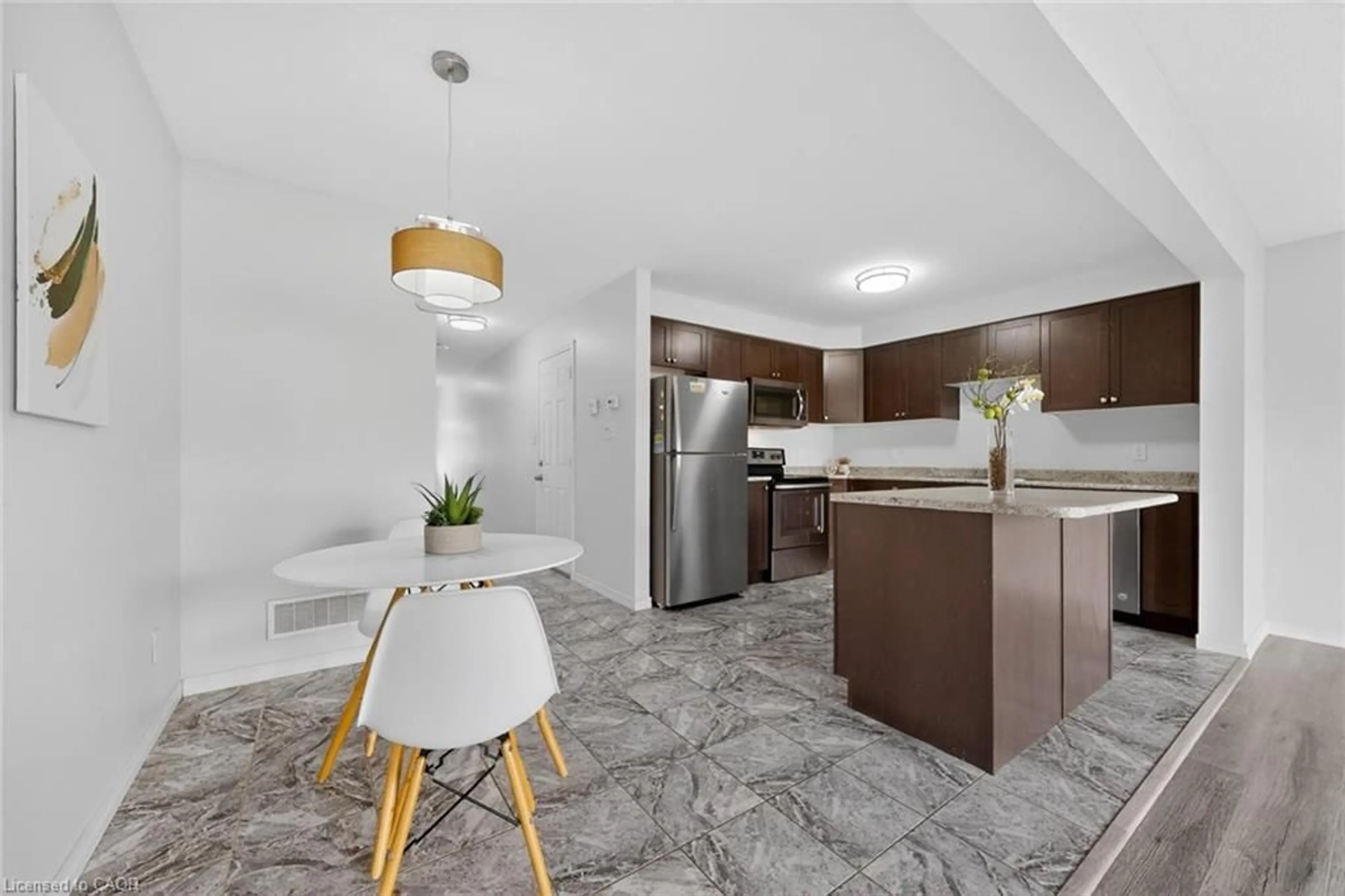 Open concept kitchen, ceramic/tile floor for 73 Grand Flats Trail, Kitchener Ontario N2A 0H7
