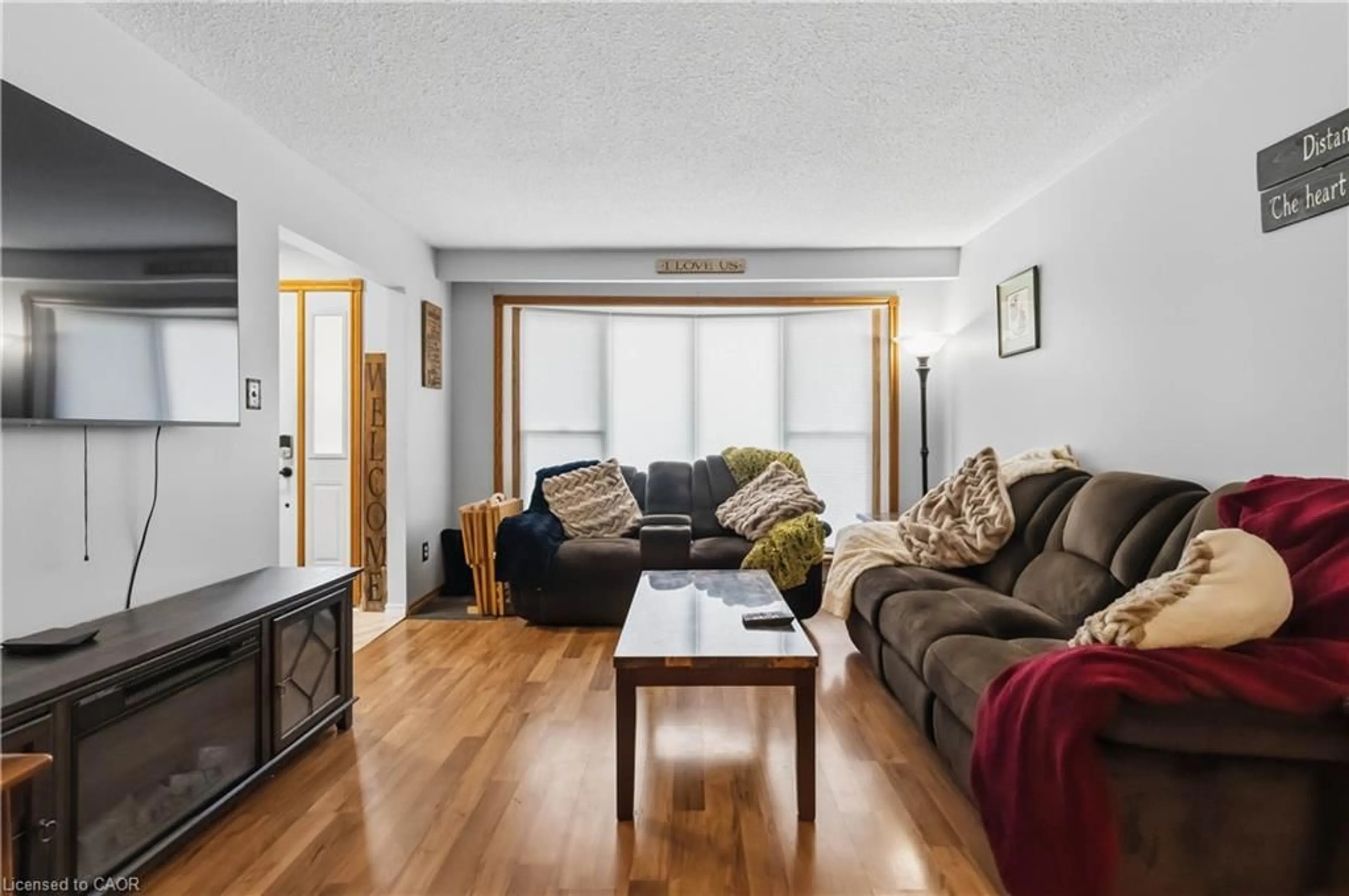 Living room with furniture, wood/laminate floor for 47 Abeles Ave, Paris Ontario N3L 3N8