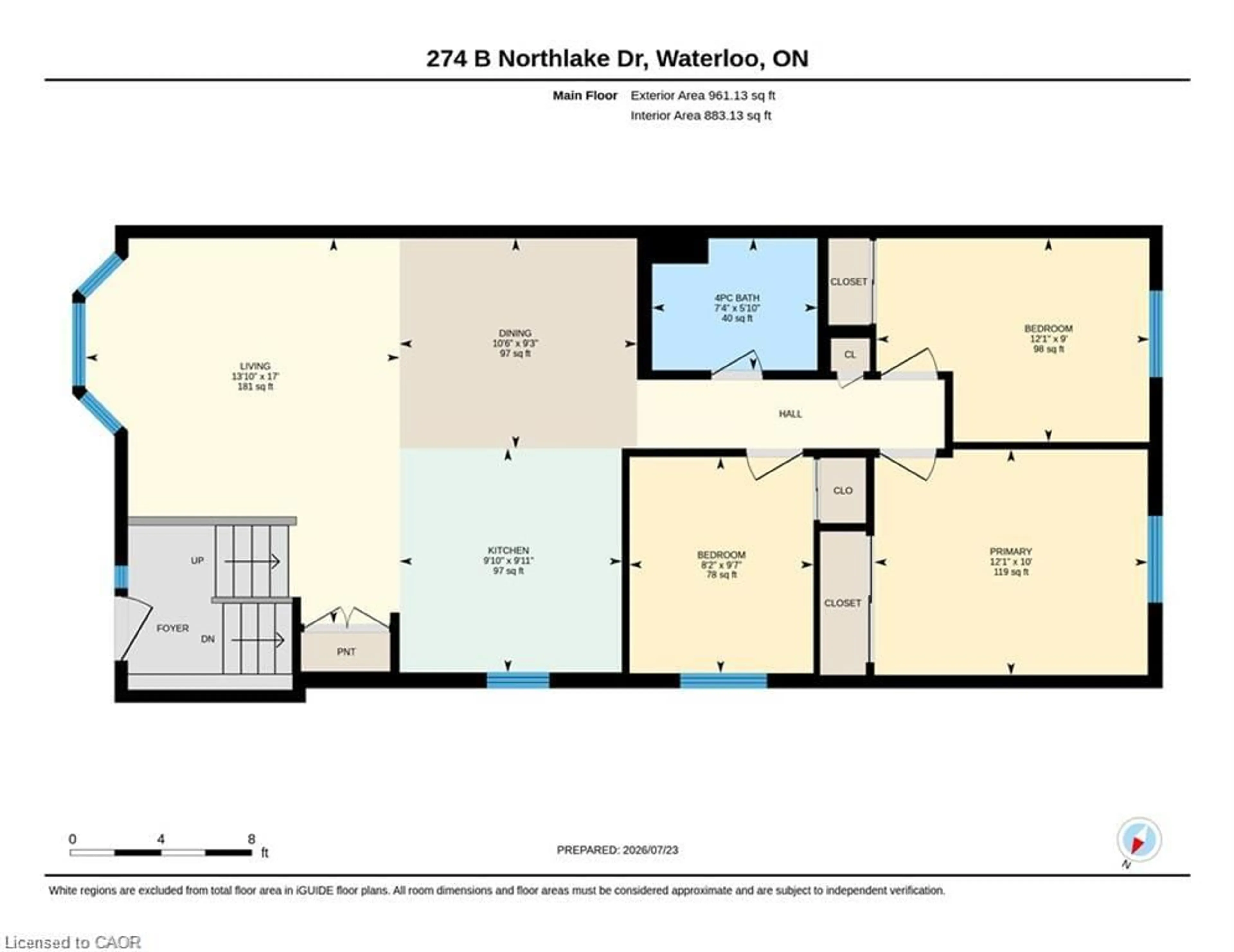 Floor plan for 274 Northlake Dr #B, Waterloo Ontario N2V 1A9