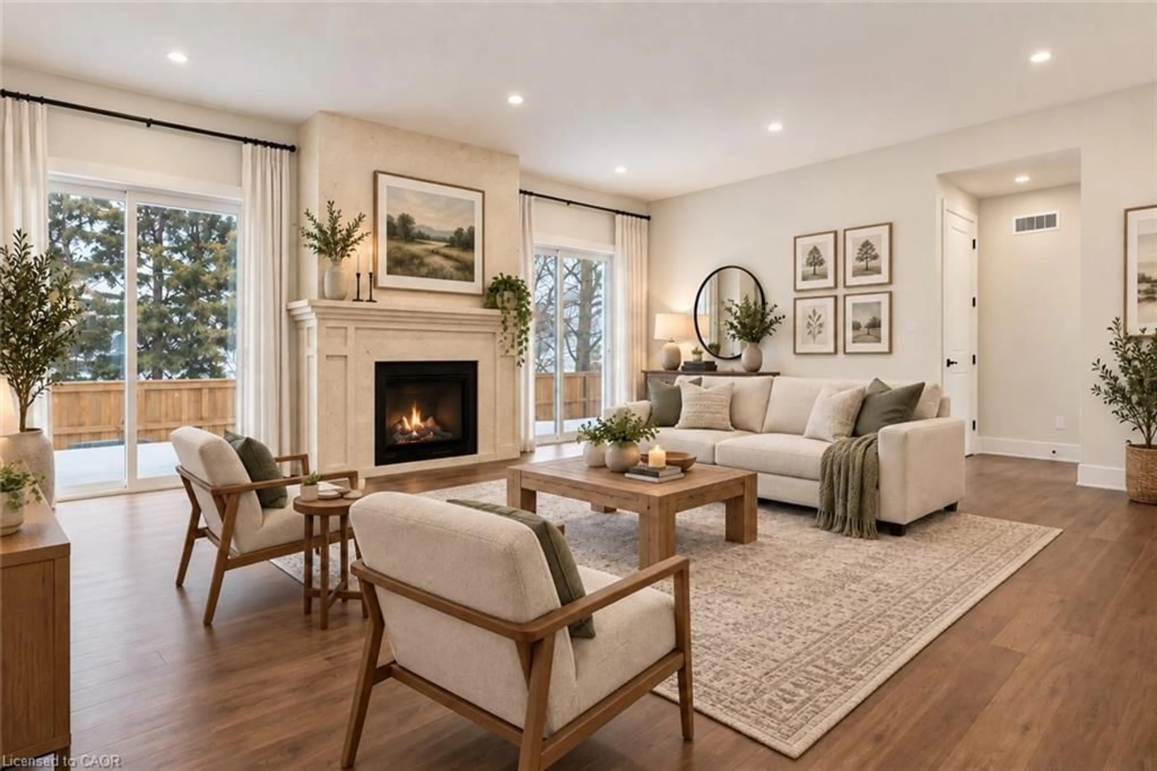 Living room with furniture, wood/laminate floor for 12 Albert St, St. Clements Ontario N0B 2M0