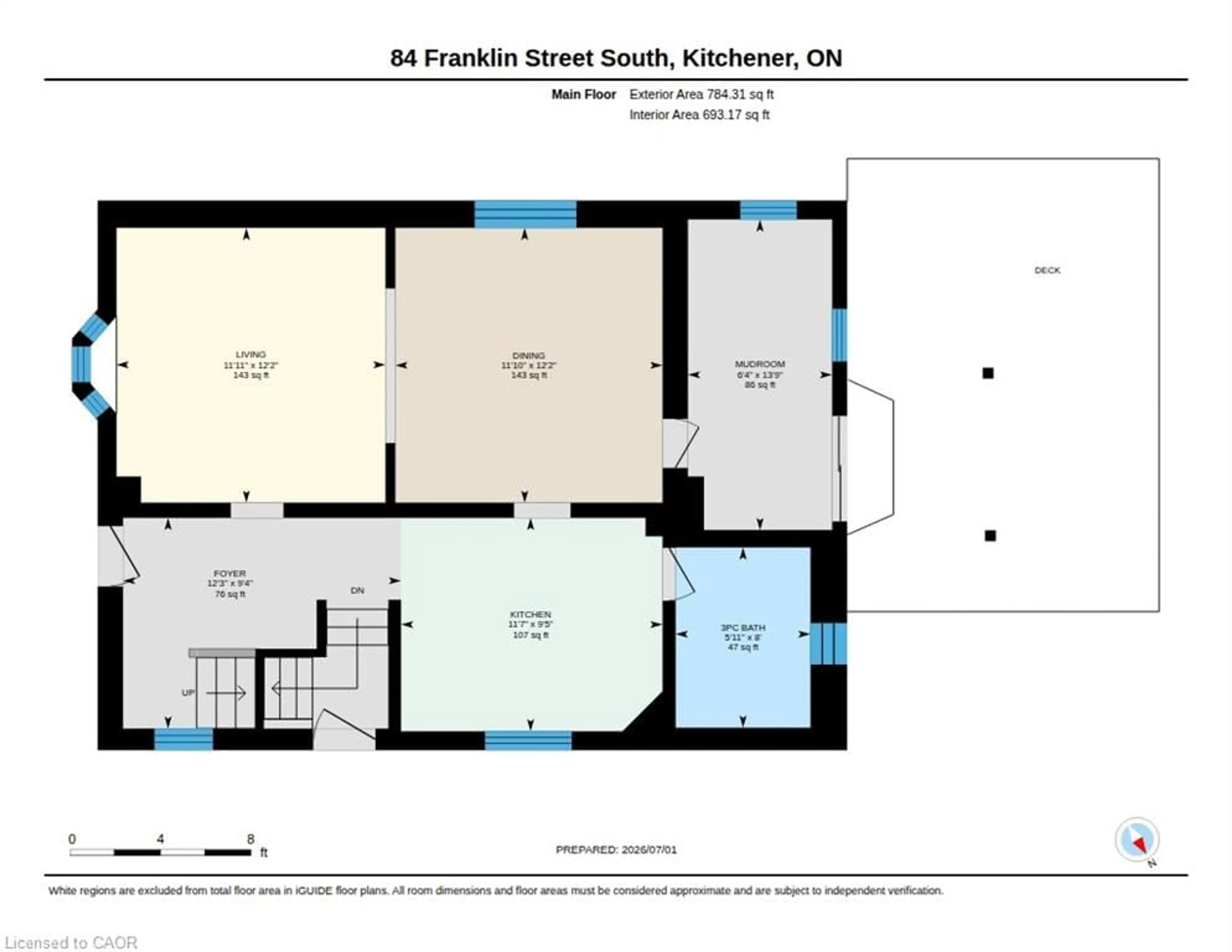 Floor plan for 84 Franklin St, Kitchener Ontario N2C 1R4