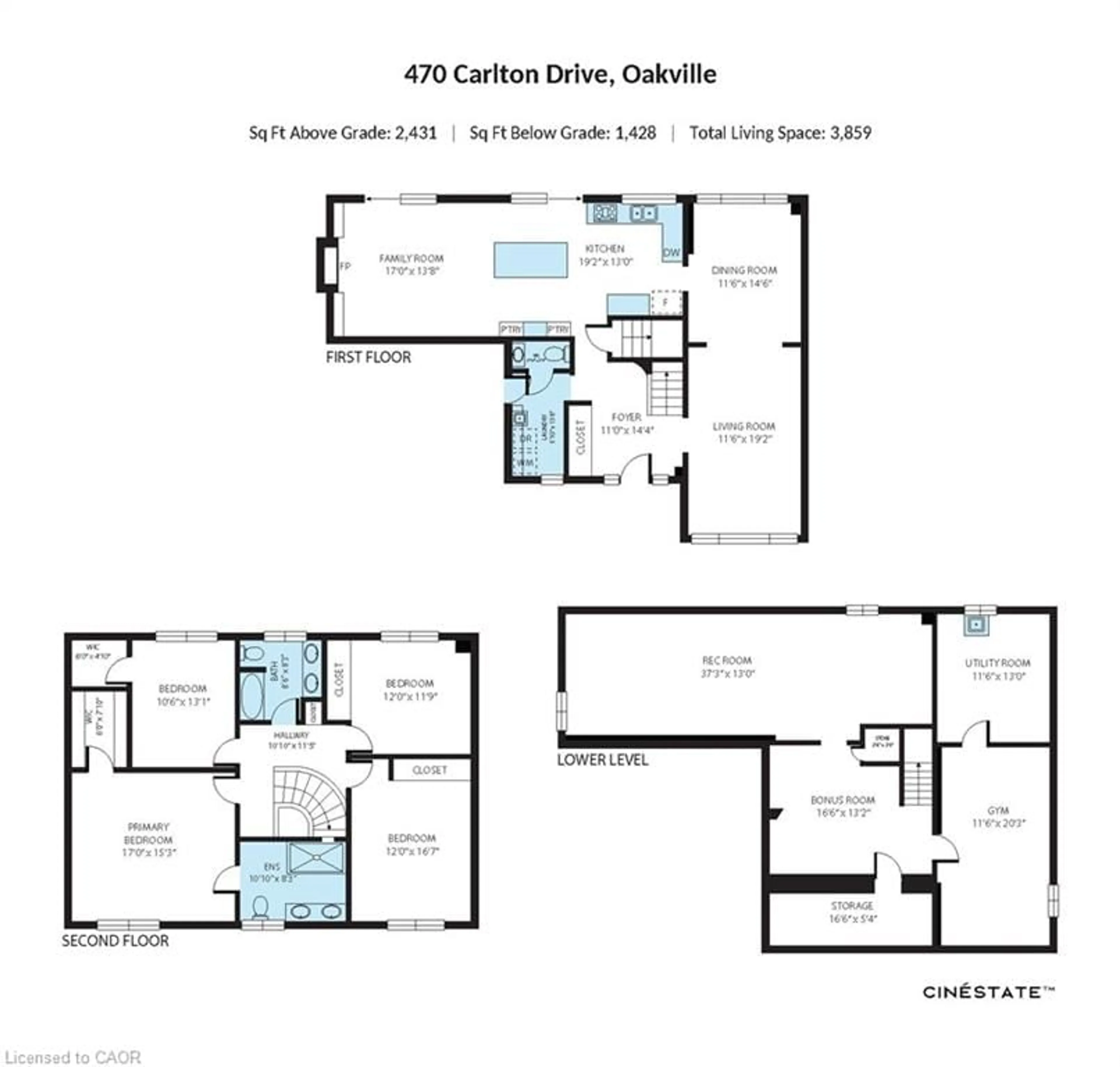 Floor plan for 470 Carlton Dr, Oakville Ontario L6J 5X3