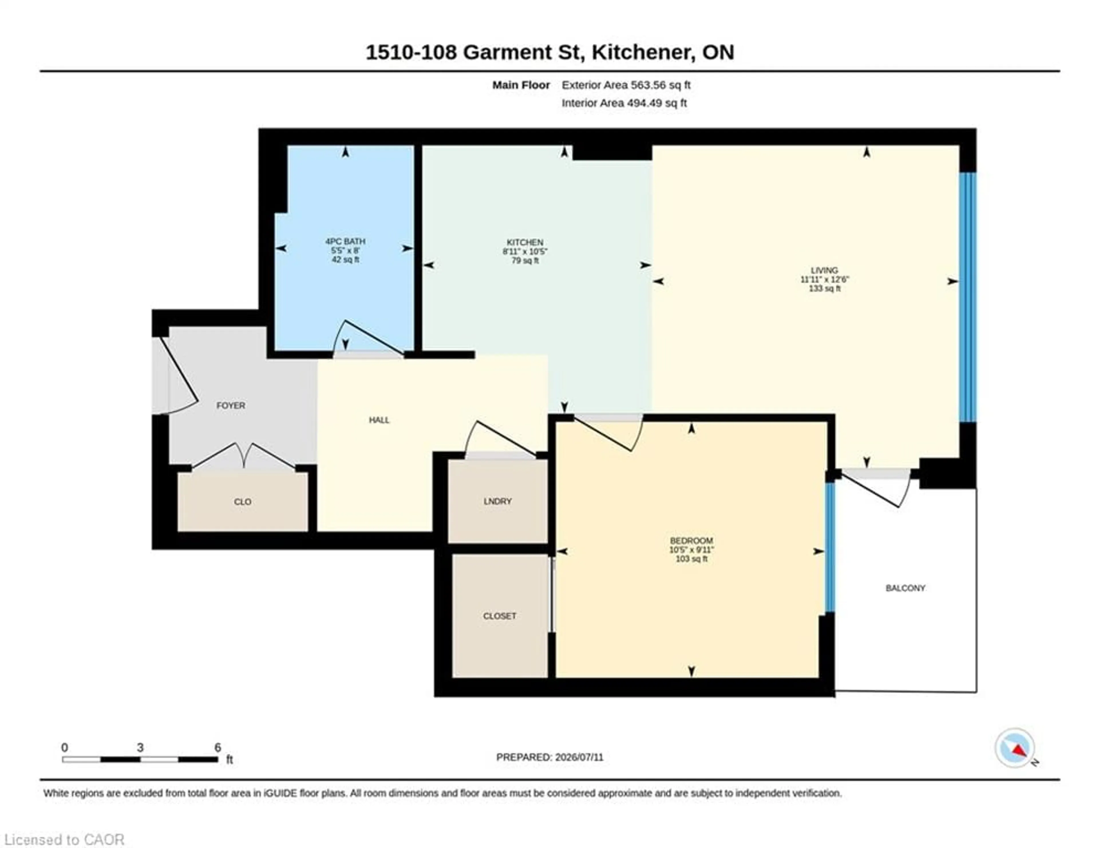 Floor plan for 108 Garment St #1510, Kitchener Ontario N2G 0E2
