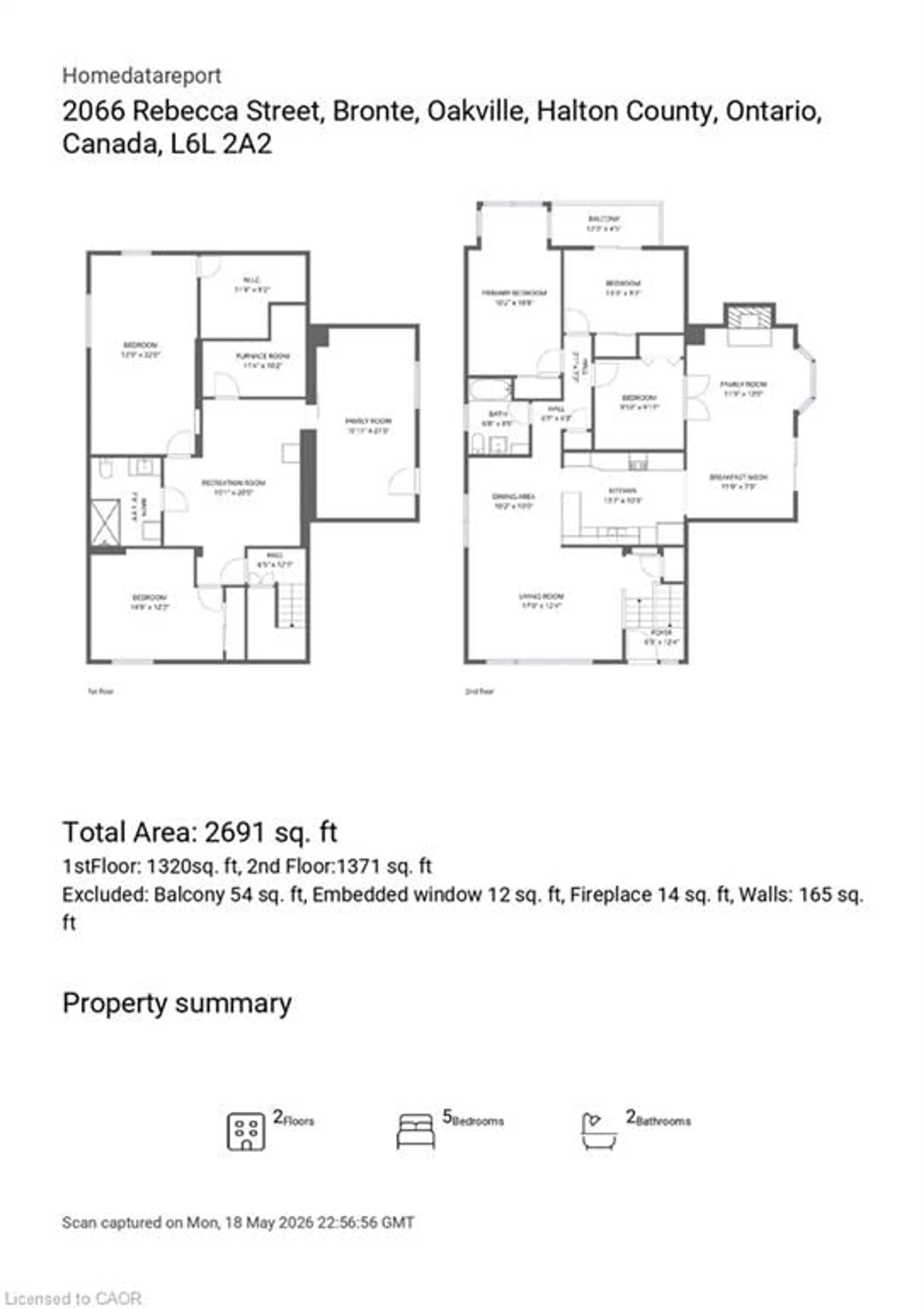 Floor plan for 2066 Rebecca St, Oakville Ontario L6L 2A2