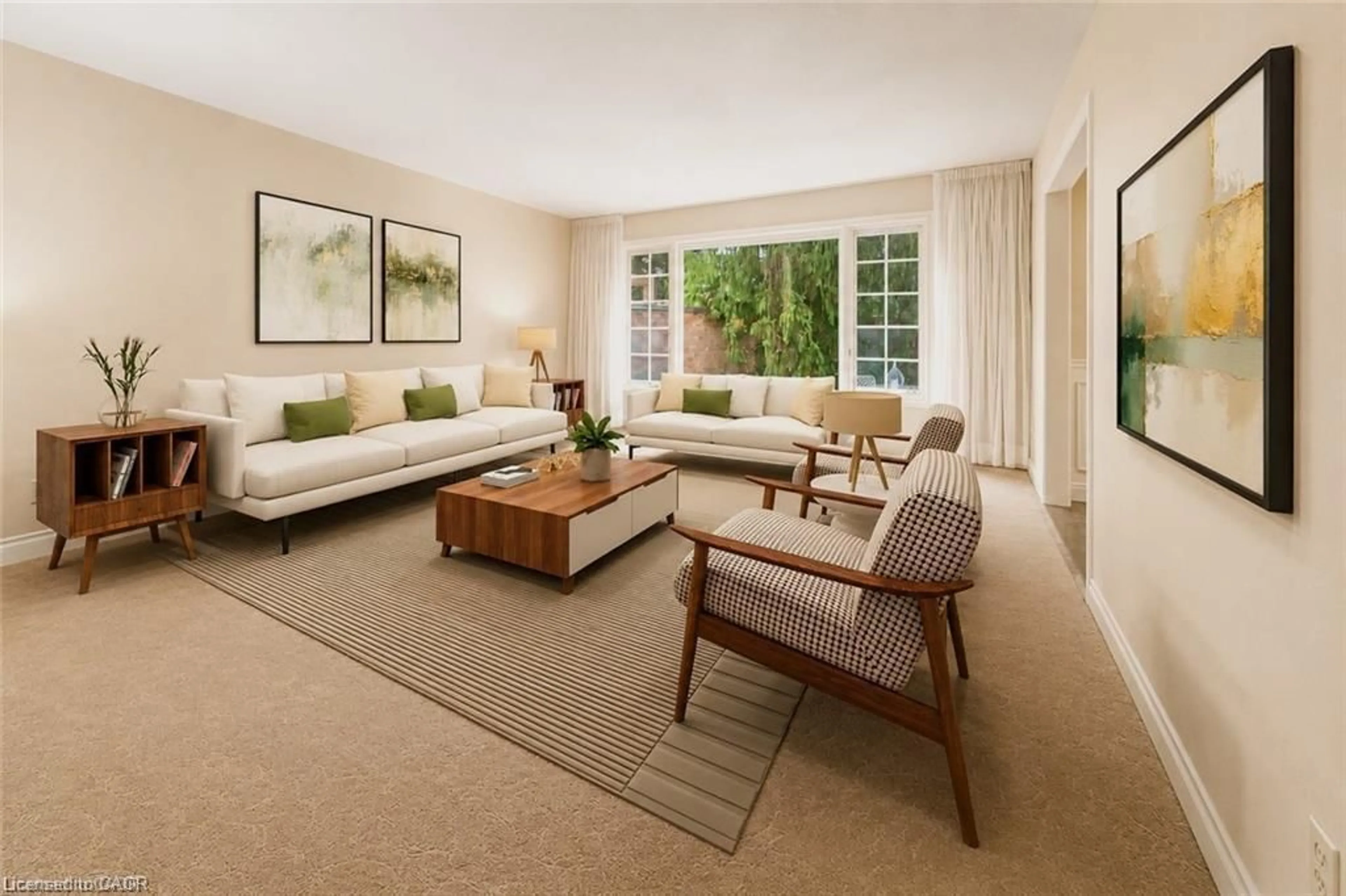 Living room with furniture, carpet floor for 700 Glasgow St #3, Kitchener Ontario N2M 2N8