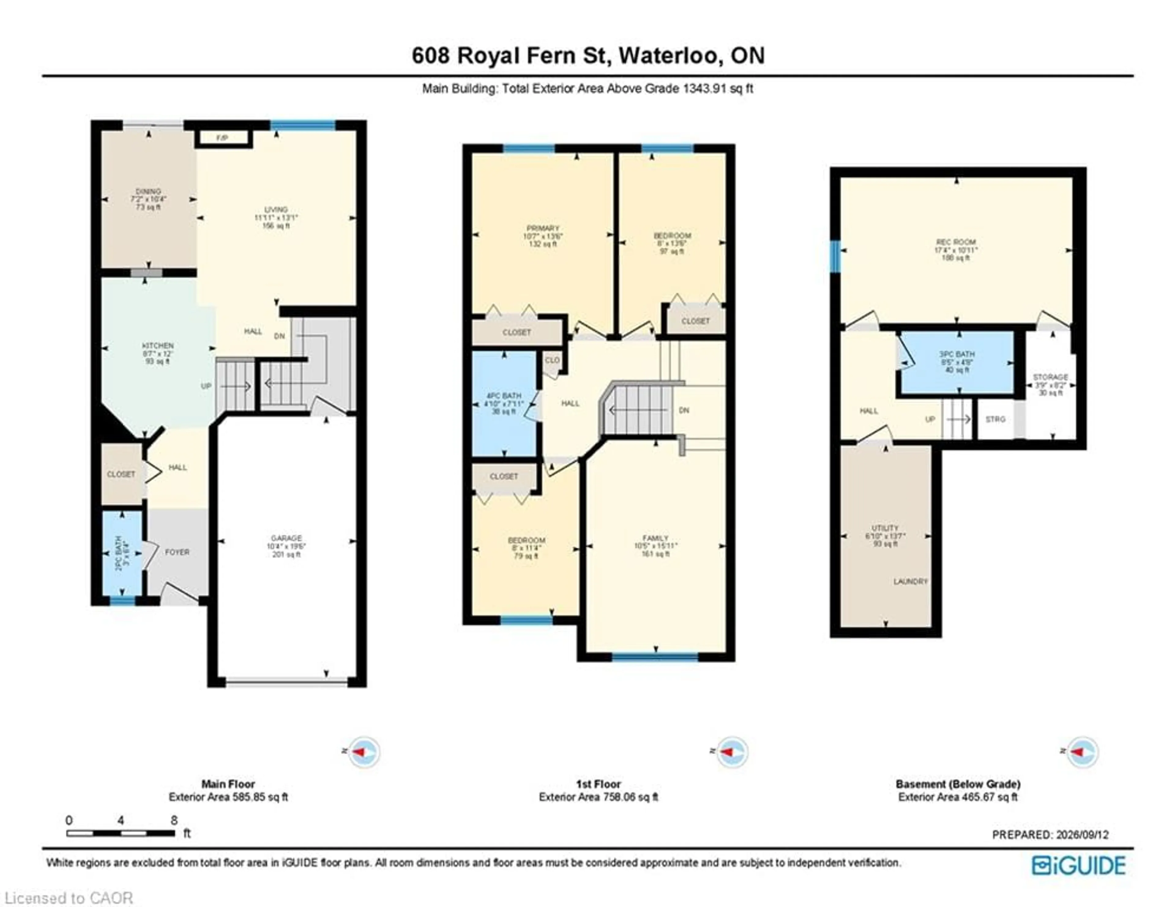 Floor plan for 608 Royal Fern St, Waterloo Ontario N2V 2P5