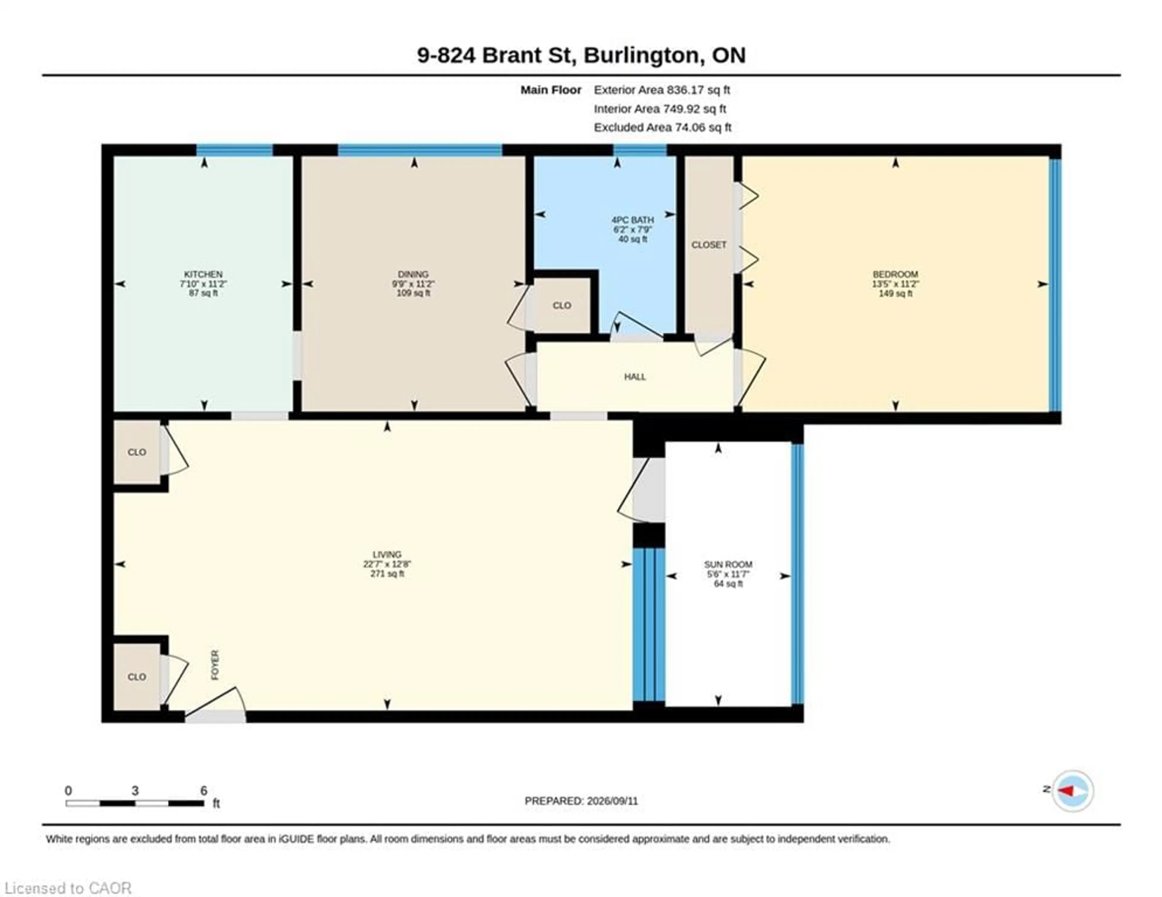 Floor plan for 824 Brant St #9, Burlington Ontario L7R 2J5
