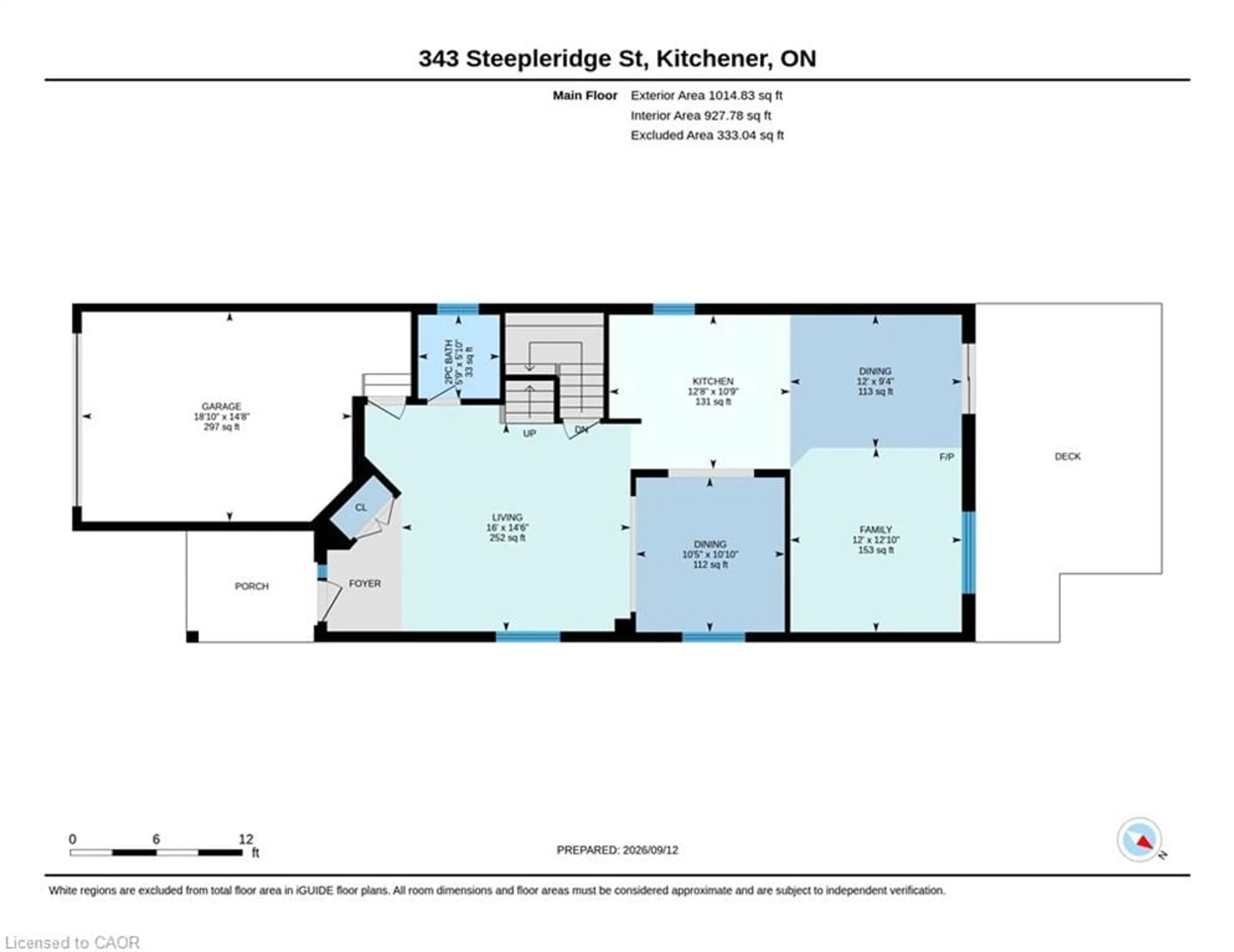Floor plan for 343 Steepleridge St, Kitchener Ontario N2P 2X4